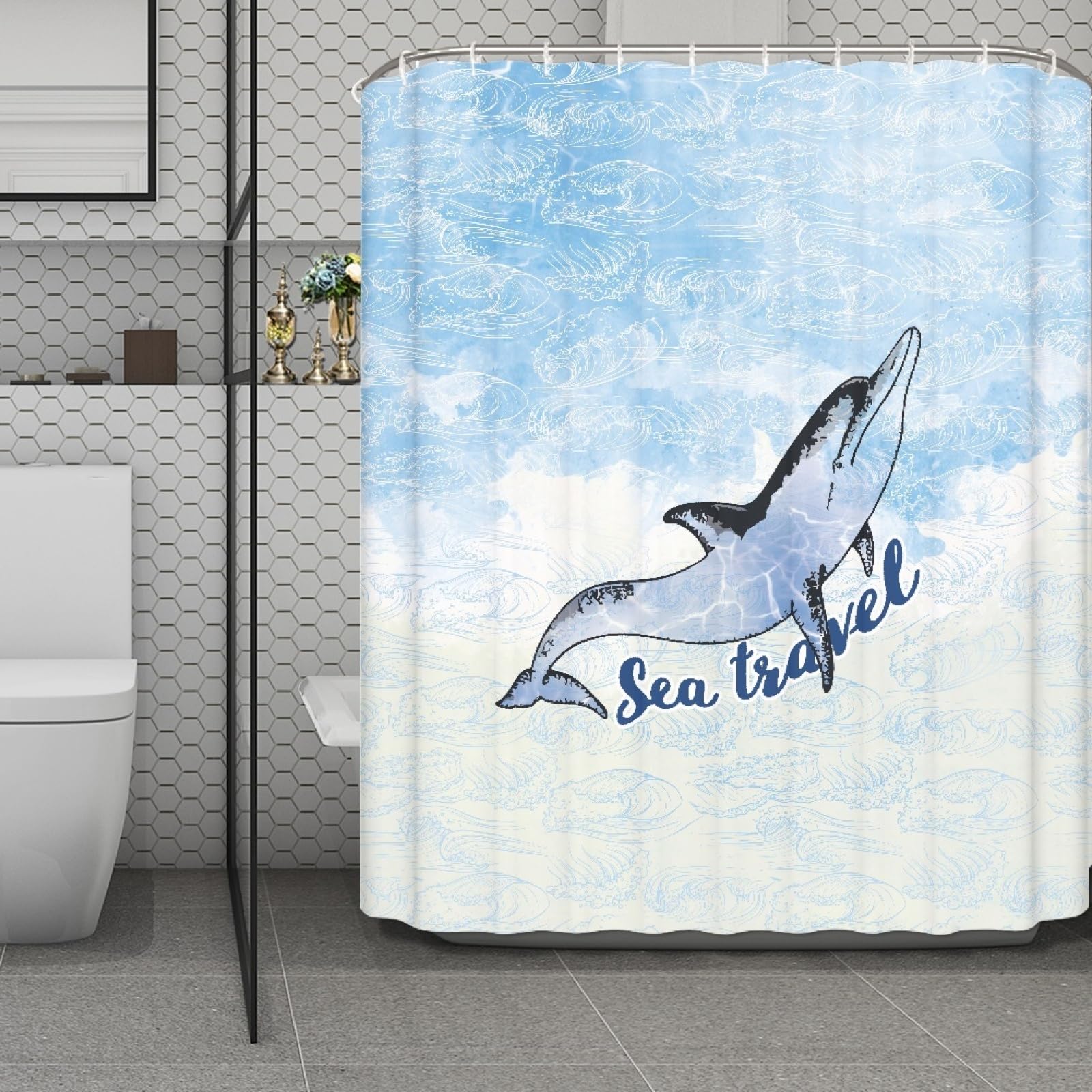 Rideau de douche 200x240 grand format pour éviter les fuites