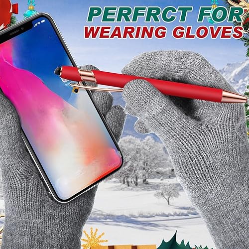 Miniatura 68 de 12 bolígrafos con punta de lápiz capacitivo, 0.039 in de tinta negra, bolígrafo de metal para pantallas táctiles, bolígrafo 2 en 1 (cian y oro rosa)