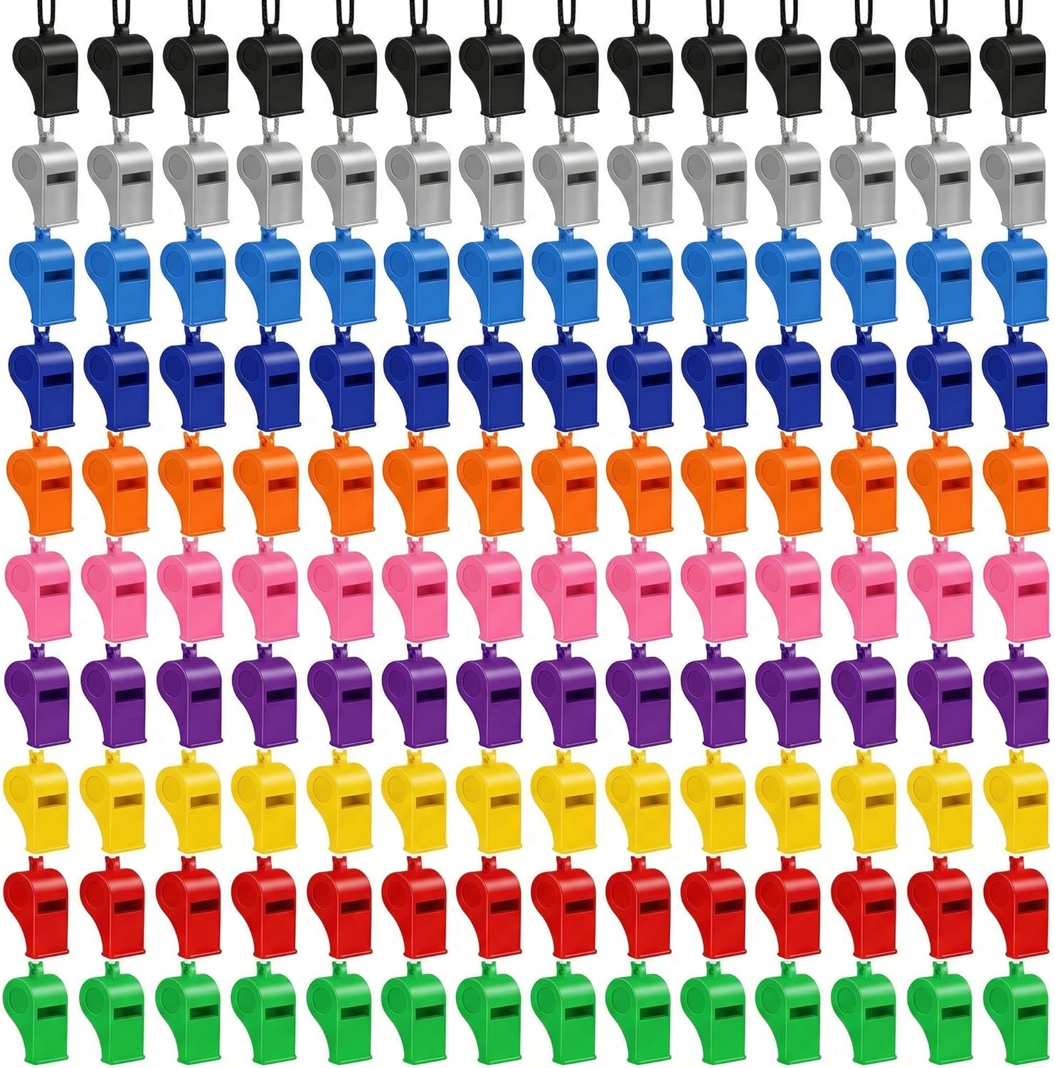 Kingdder 120 Pcs Plastic Whistles with Lanyards Bulk Loud Training Sports Whistle for Coaches Referees Birthday Party Goody Bag Fillers Games Survival Emergency