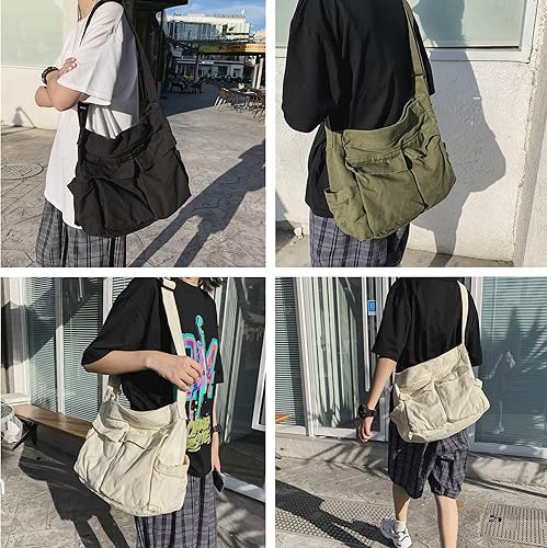 Miniatura 6 de HUALEYNA Canvas Crossbody Bag for Women Large Messenger Bags Travel Shoulder Bag Multi-pocket