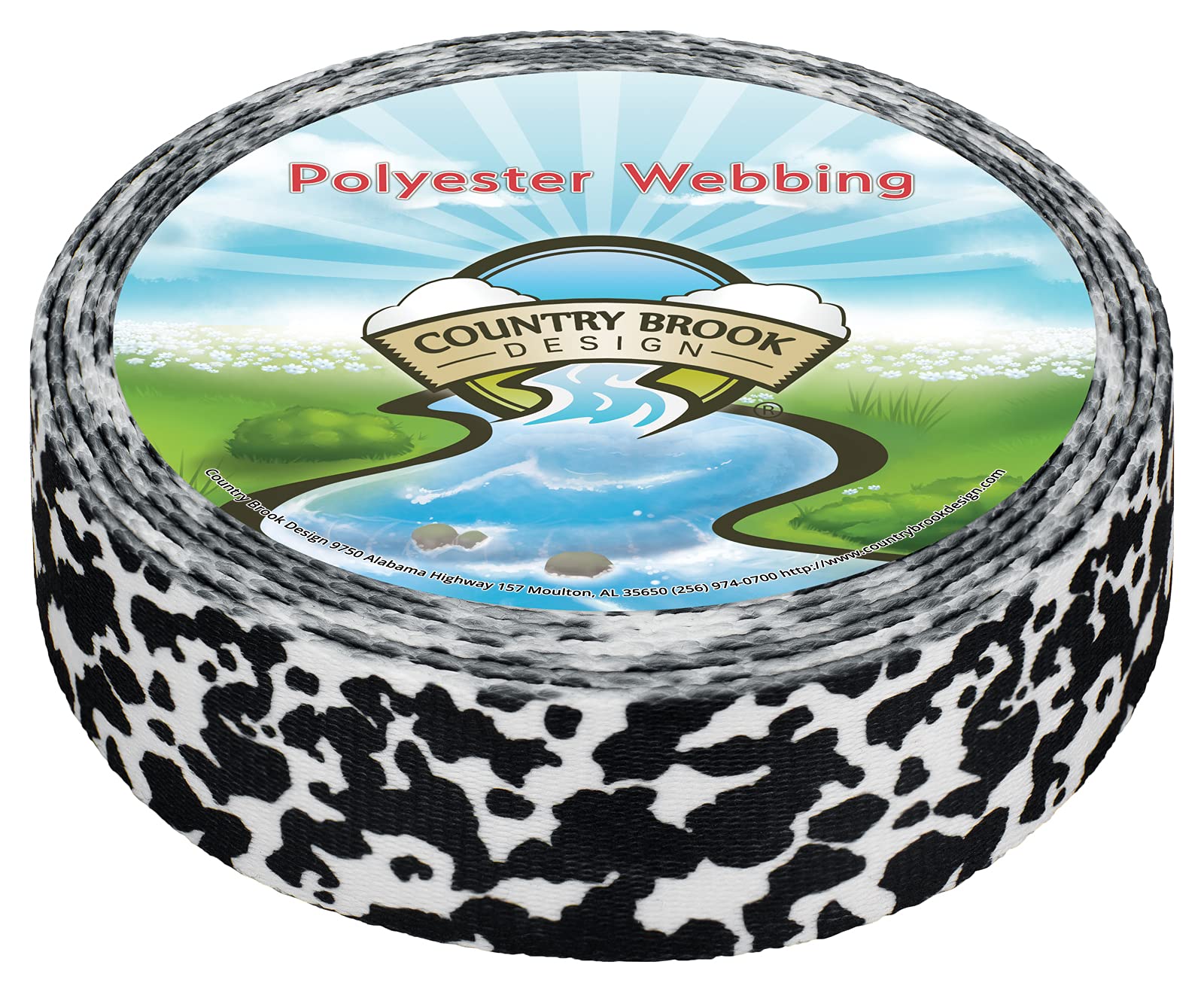 Country Brook Design - Dairy Cow Polyester Webbing (1 1/2 Inch, 5 Yards)