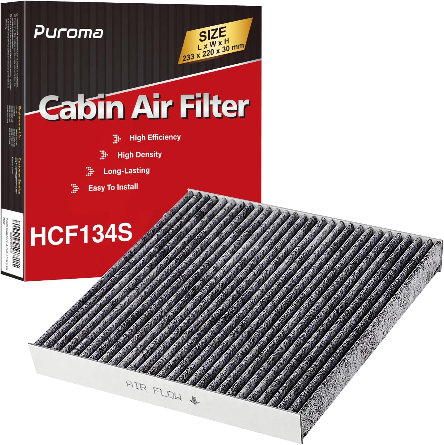 Filtro de aire de cabina Puroma con carbón activado, reemplazo para CP134, CF10134, Honda & Acura, Civic, CR-V, Odyssey, CSX, ILX, MDX, RDX, AT134 (1 ud.)