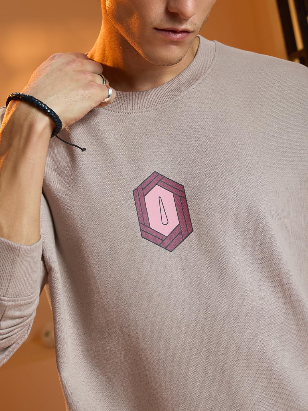 The Souled Store Demon Slayer: Giyu - Camiseta de cuello redondo para hombre y hombre, color beige, estampado en algodón ligero, para todas las estaciones, manga completa, talla XL