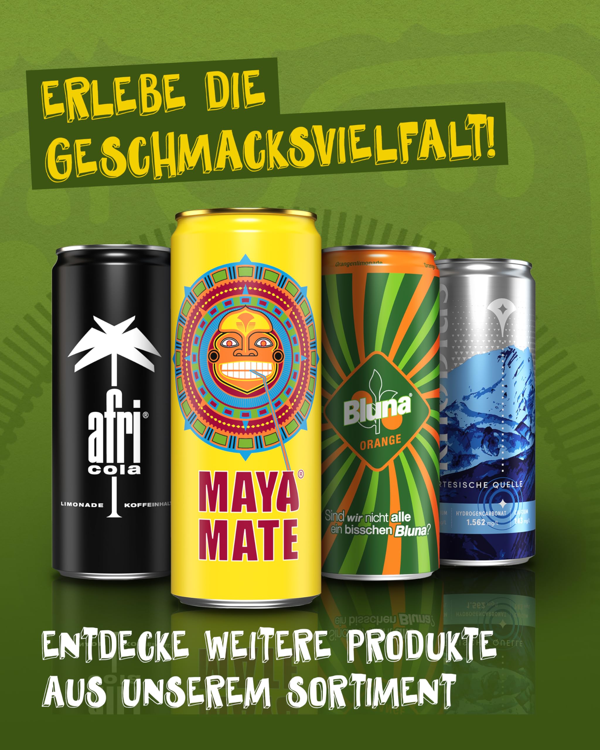 Maya Mate – Mate-Drink natürlicher Energy Drink 24 x 330 ml Dosen – Softdrink mit herb-frischem Mate-Geschmack mit 21,5 mg Koffein pro 100 ml – Belebendes Erfrischungsgetränk im stylischen Design