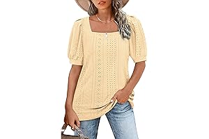 Women's Square Neck Short Sleeve T-Shirts S-2XL