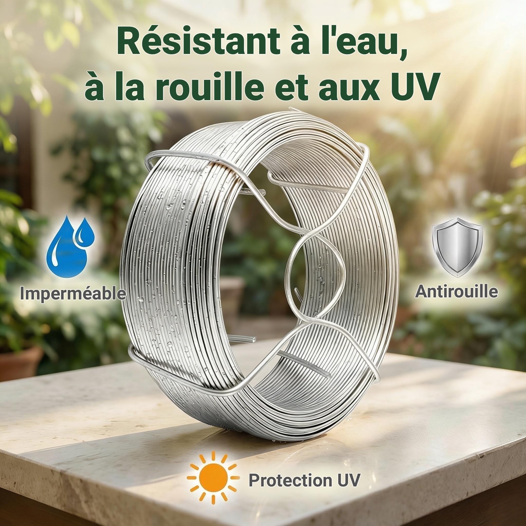 Amagabeli Fil de Fer Galvanisé Ø1.8mm x 50m (Lot de 6) - Fil de Tension Renforcé pour Clôtures & Serres - Fil Métallique Antirouille pour Tuteurs Lourds