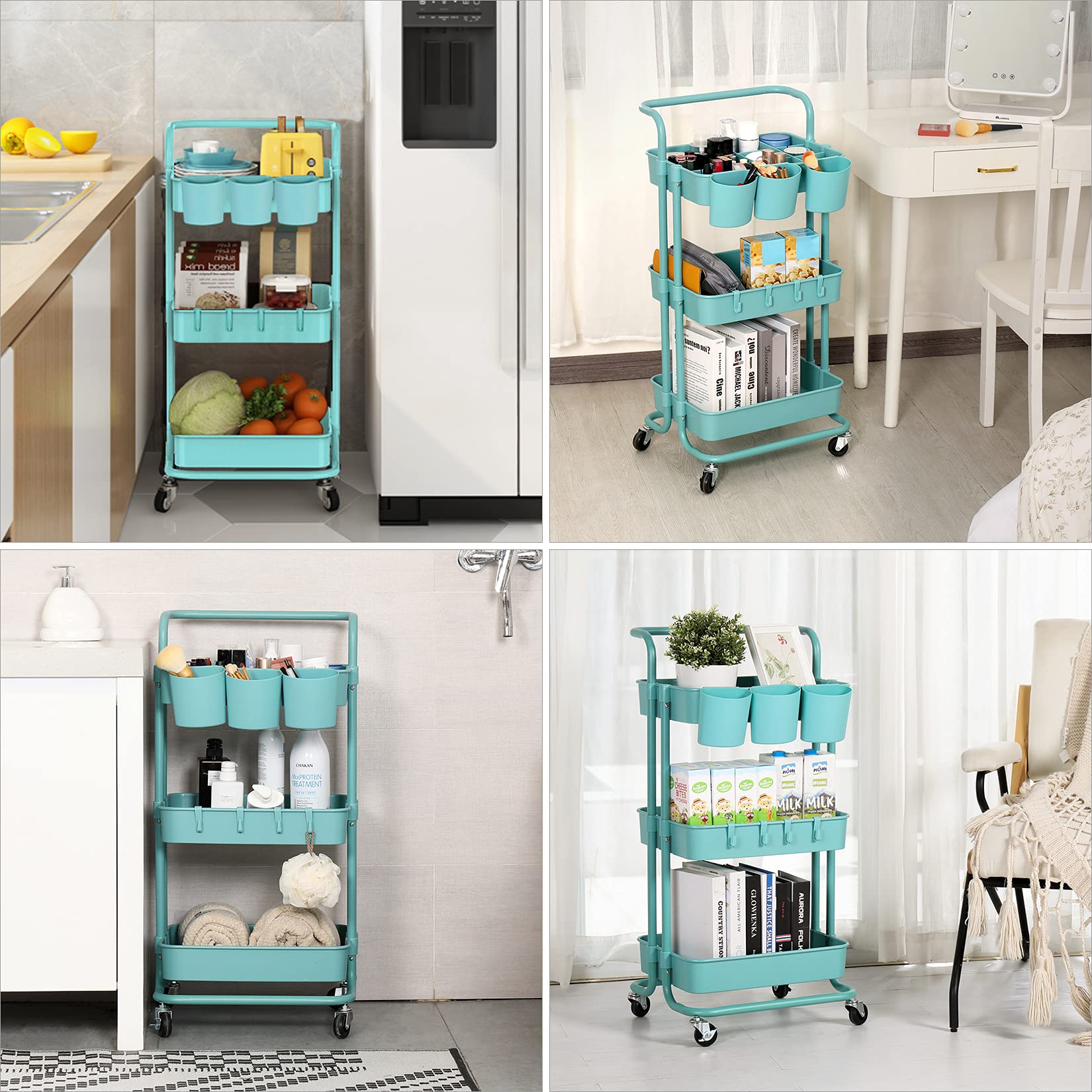 Buy alvorog 3Tier Rolling Utility Cart Storage Shelves Multifunction