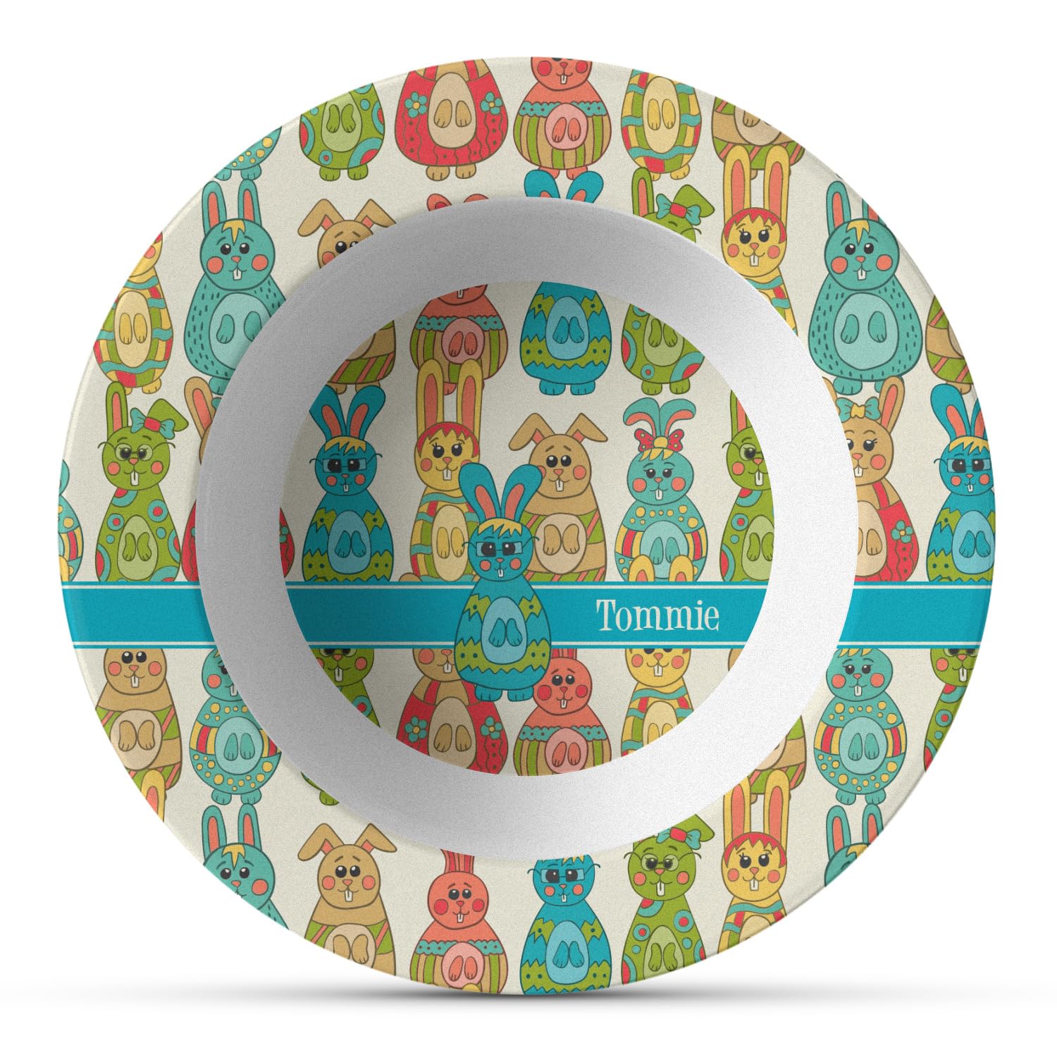 Personalized Fun Easter Bunnies Plastic Bowl - Microwave Safe - Composite Polymer
