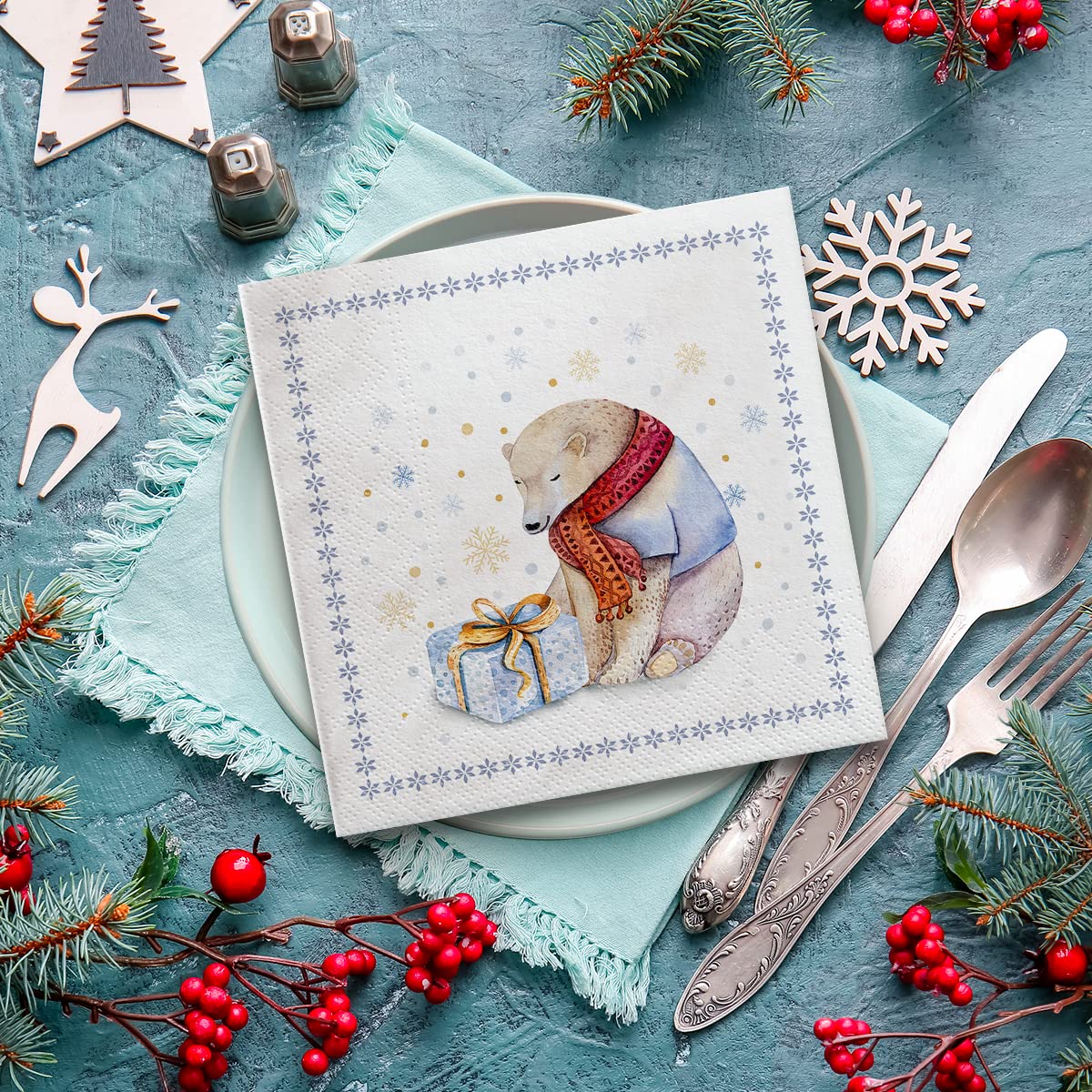 Ambiente Serviette De Table "Snowdrops In Winter" 33 X 33 Cm 20pcs 20 X 33 X 33 Cm Serviettes De Table 34311383