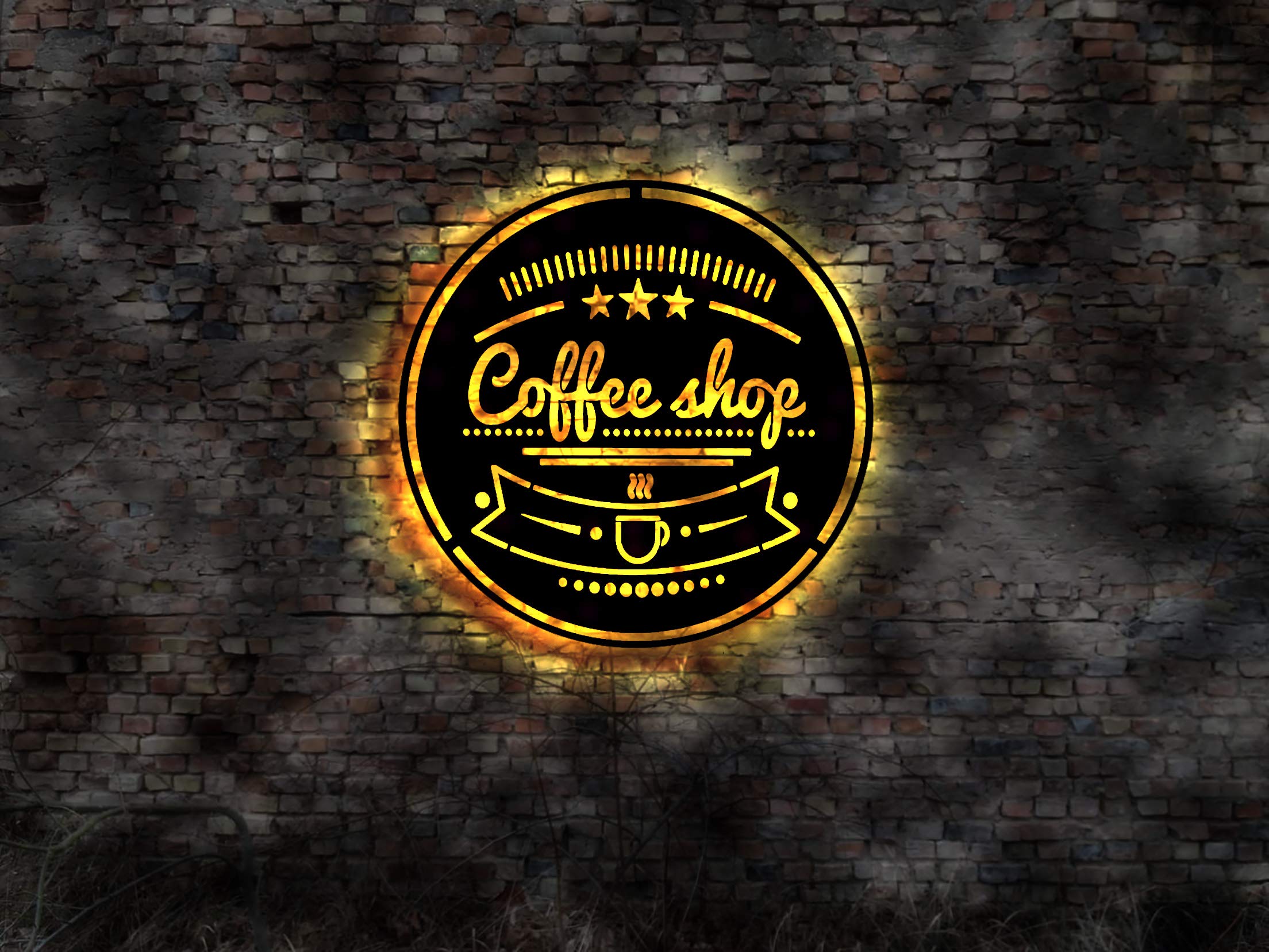 Targa in metallo 3D No Welcome Coffee Shop Good Day Caffè Cafe Diner Retro in rilievo, con immagine di neon