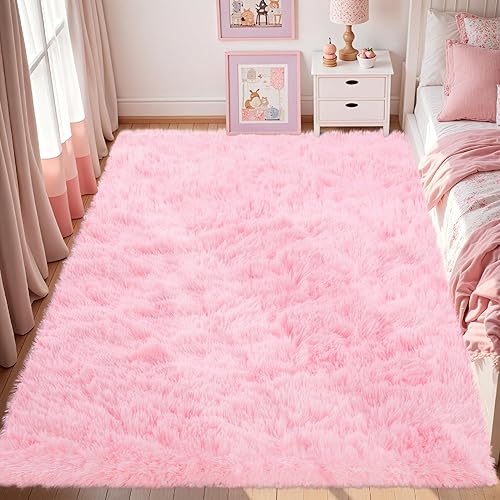 Miniatura 22 de Alfombra de Área de 8 x 10 pies para Sala de Estar: Alfombras Negras Ultra Suaves y Esponjosas Shag, Alfombra Grande de Felpa Difusa Antideslizante