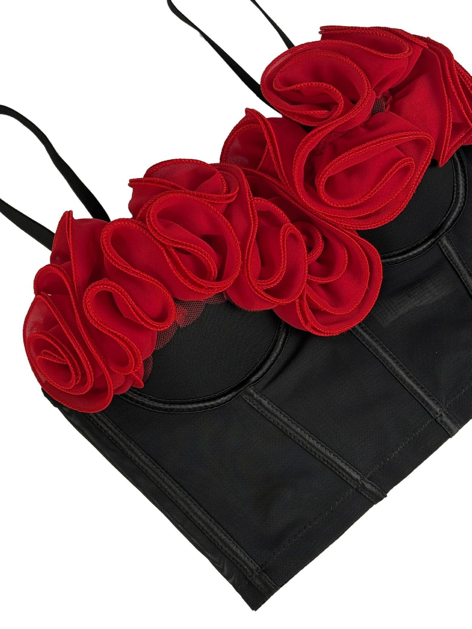 Top court corset pour femmes avec fleurs 3D, sexy, sans manches, dos nu, top court d'été Y2K pour sortir