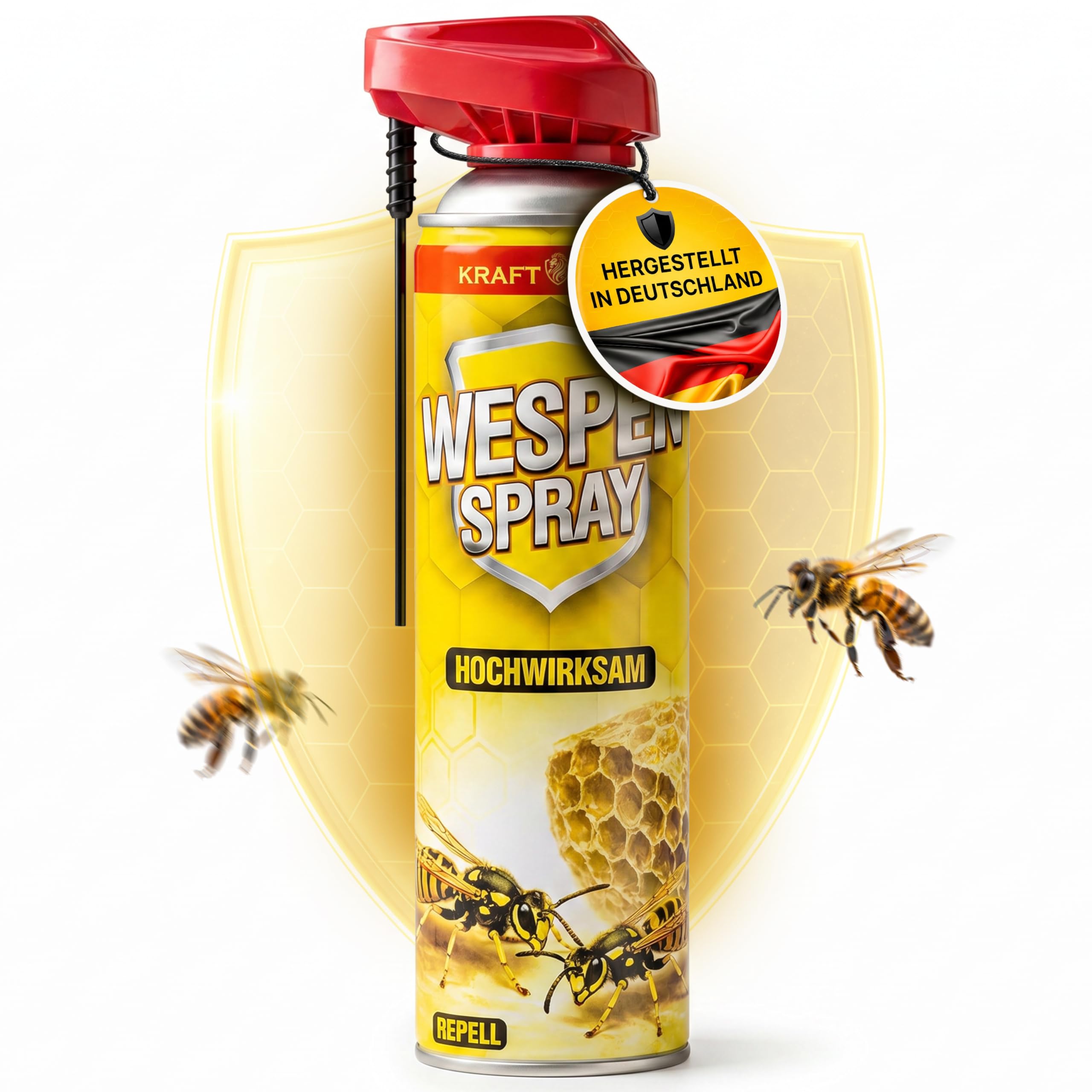 Wespenspray 500ml mit Sprührohr – Gegen Wespen & Wespennester – Sofort- & Langzeitwirkung – Präzises Sprühen aus sicherer Entfernung – Wespen Abwehr für Haus, Terrasse & Garten