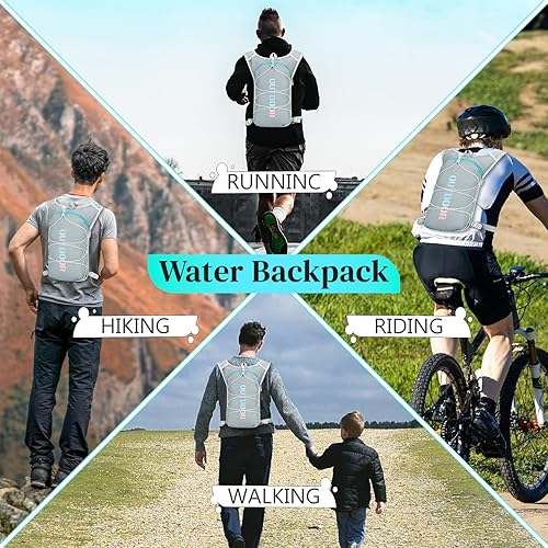 Miniatura 7 de Mochila de hidratación con bolsa de agua de 2 L, mochila de botella de agua para mujeres y hombres, mochila de agua ultraligera de 5 onzas para