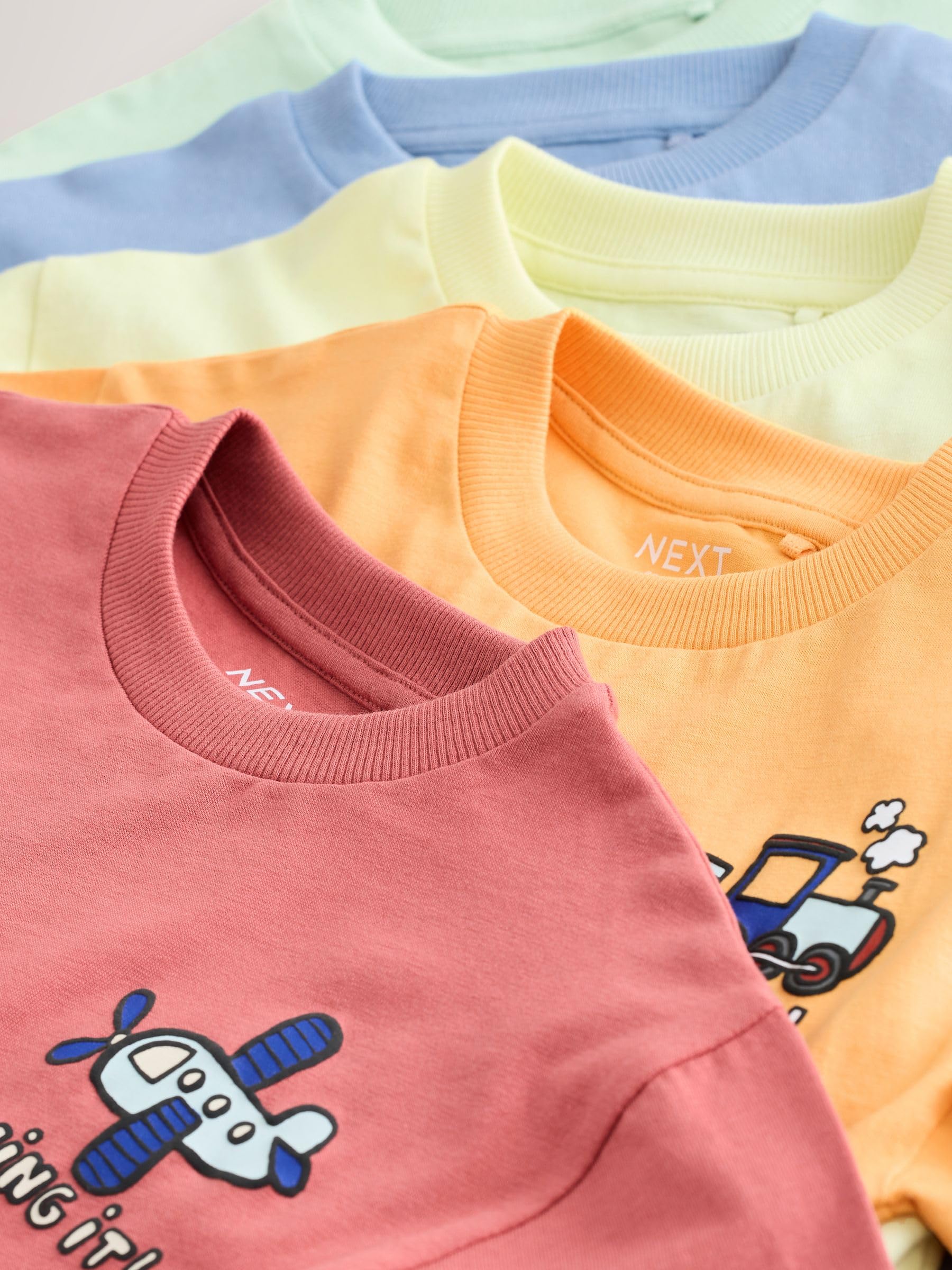 NEXT Ragazzo Confezione da 5 T-Shirt a Manica Corta con Grafica | Bambino, Standard, Pull On, 100% cotone, Lavabile in lavatrice