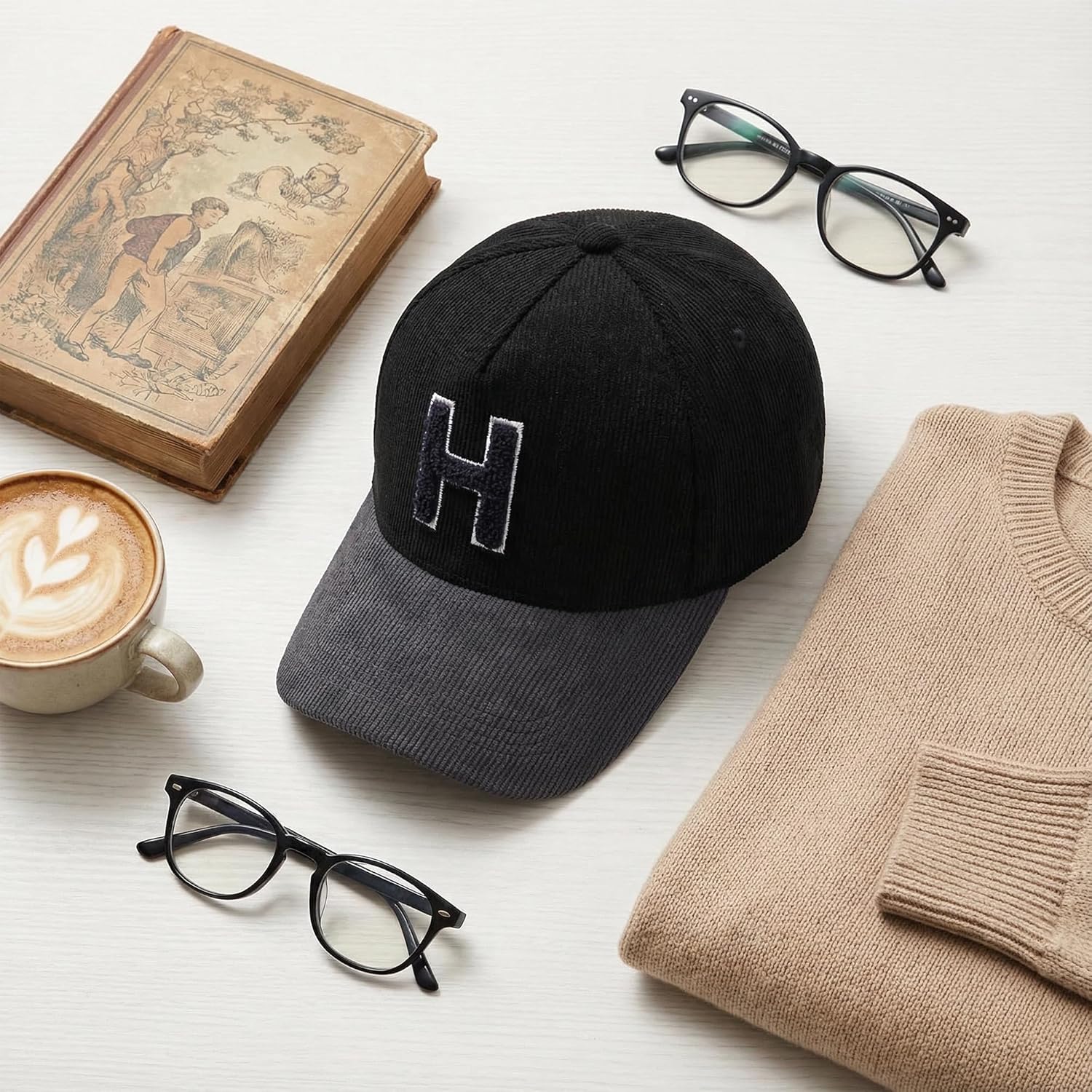 HH HOFNEN Baseball Cap Structured Corduroy Trucker Cap Vintage Adjustable Color Block Outdoor Hat for Men and Women - Image 7