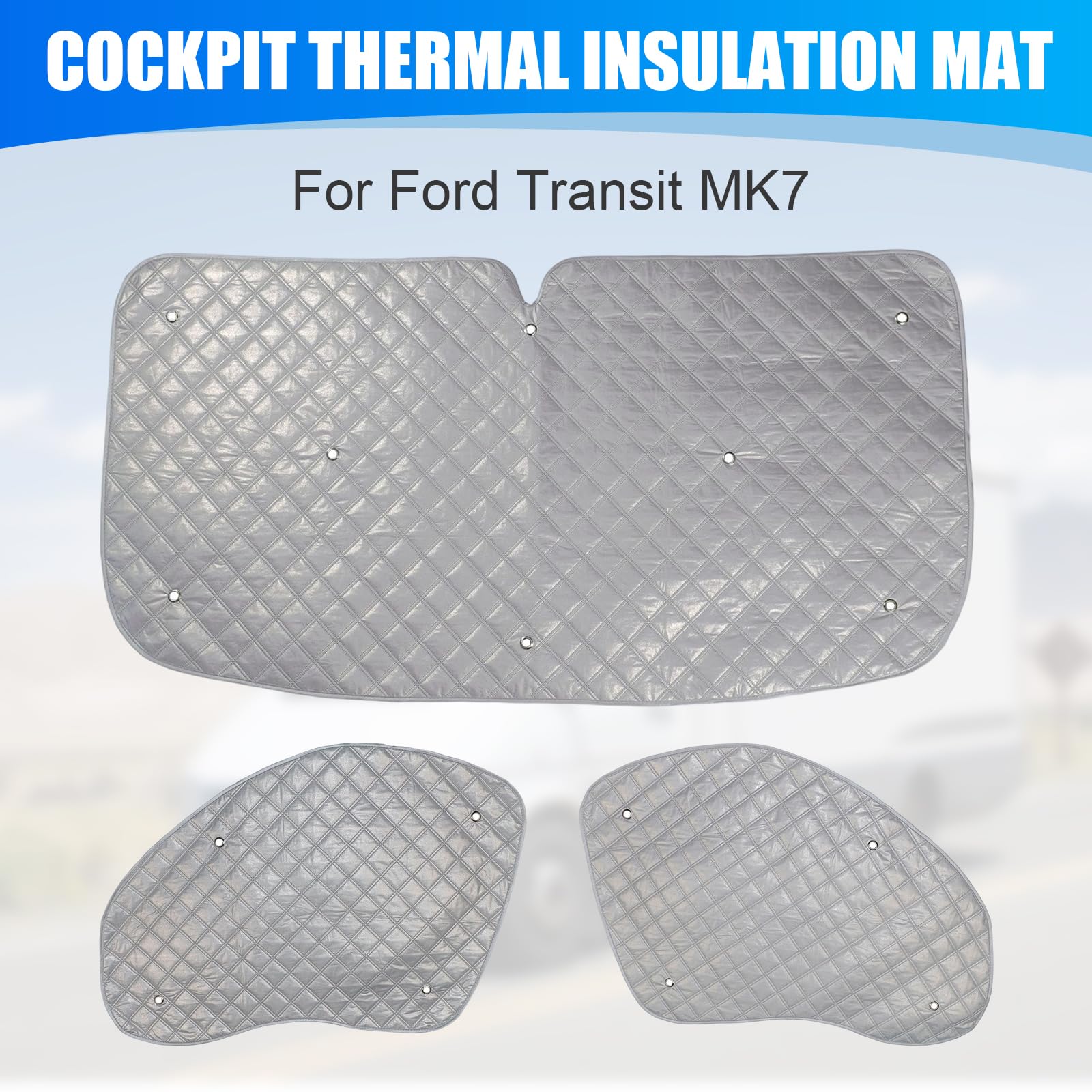 Tenda termica interna per Ford Transit MK7, 3 pezzi, copertura isolata per parabrezza, parasole per finestrino auto, riflettente UV, copertura invernale per la privacy, per camper e camper (per Ford
