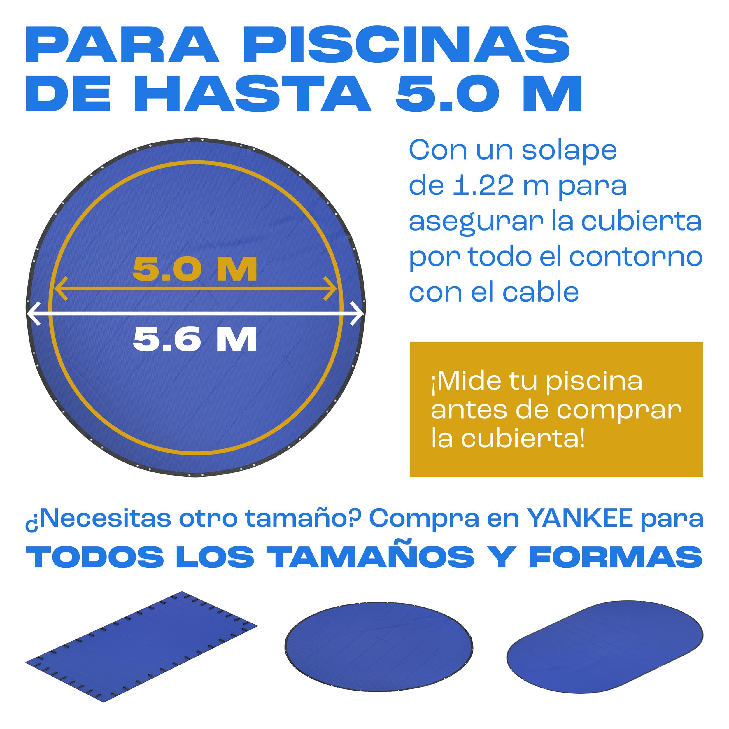 Yankee Cubierta Piscina Redonda para 460–500 cm | Diámetro Lona Ø 560 cm | Azul | Lona Protectora Invierno y Verano | Cubierta PE 200 g/m² Reforzada | Resistente a UV y Roturas