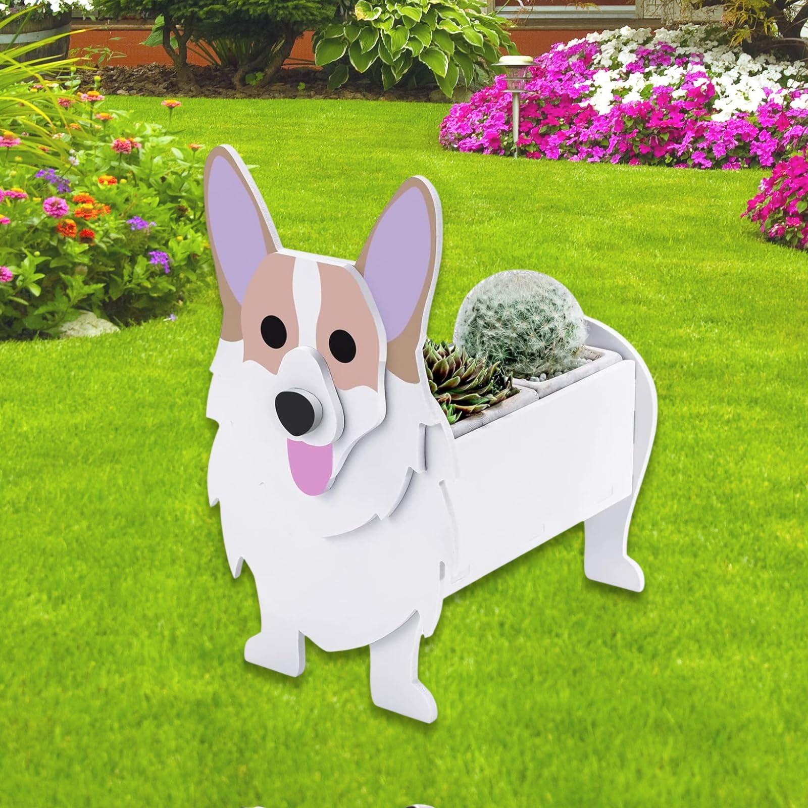 strolfay Corgi Dog Planter Plant Pots,Cute Garden Dog Flower Planter,Dog Planters Birthday Gifts for Women,Office,Indoor/Outdoor Decor（9.45 * 6.73 * 12.2in）