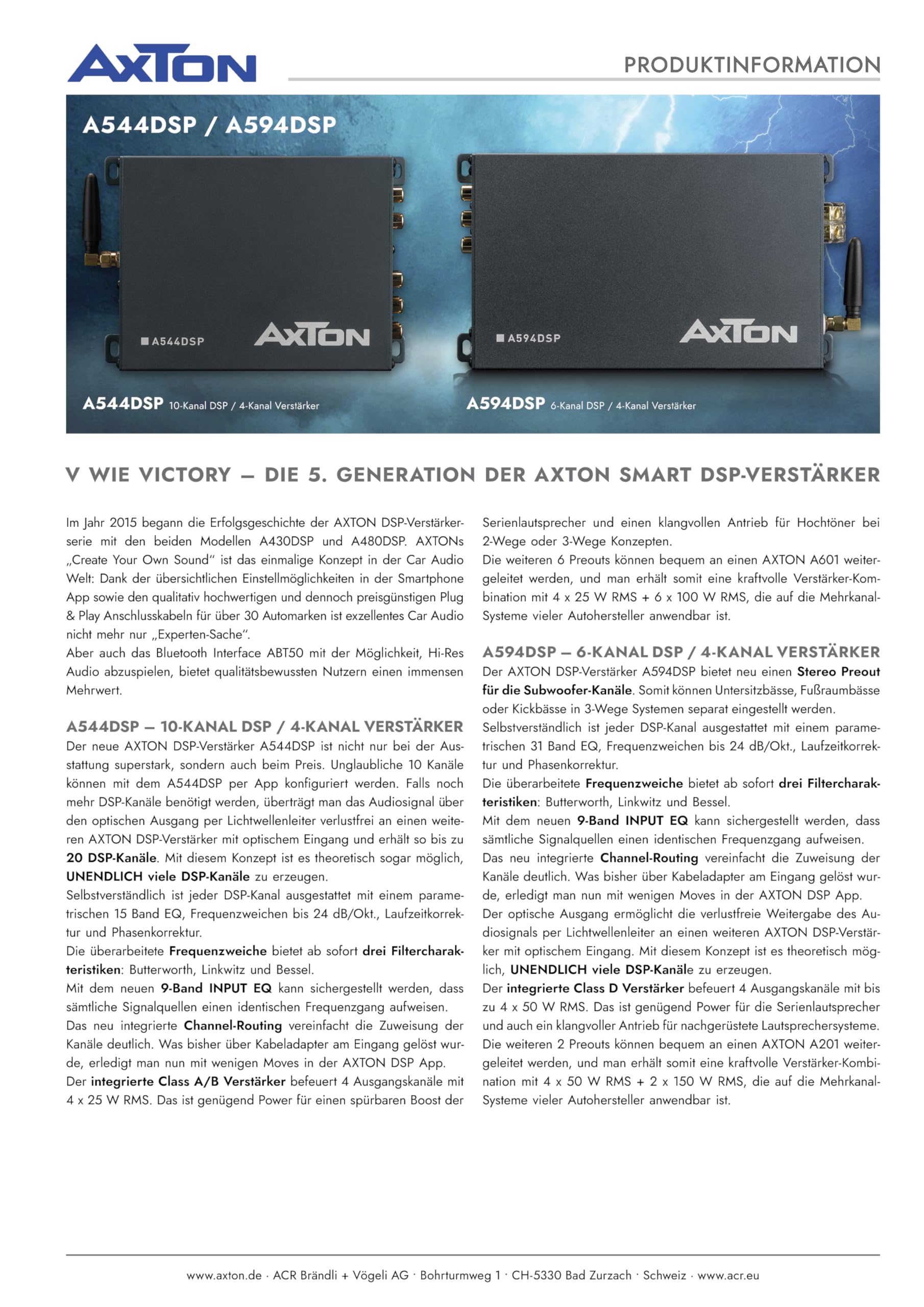 Axton A594DSP | 6 Kanal DSP-Verstärker 4x150 Watt Hi-Res fähig