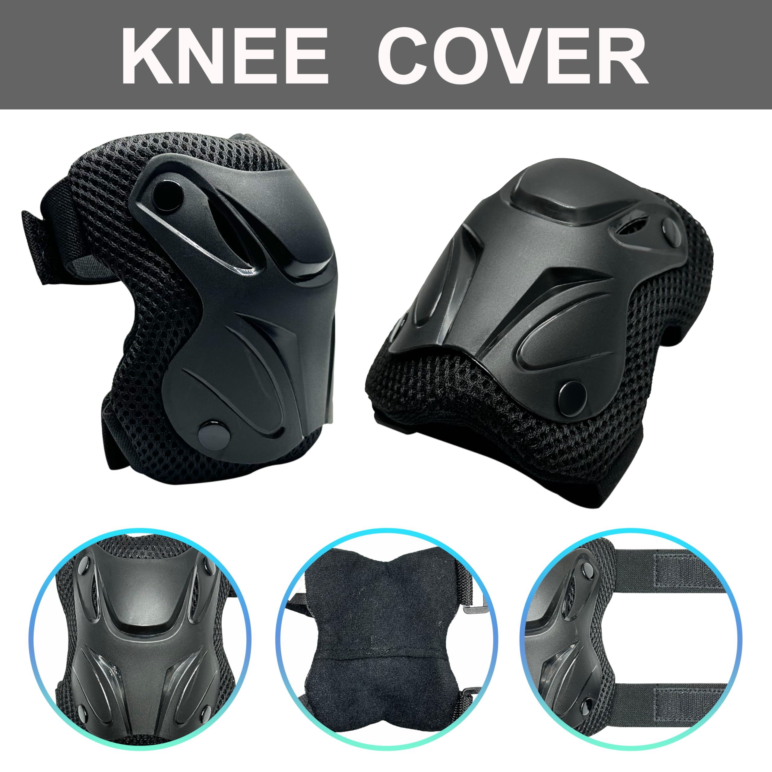 ENHEREWE Kids and Youth Protective Gear Set,Include Knee Pads,Wrist Guards and Elbow Pads,Protective Gear Set for Skating Cycling Bike Rollerblading and Kids Scooter,Black and Size S