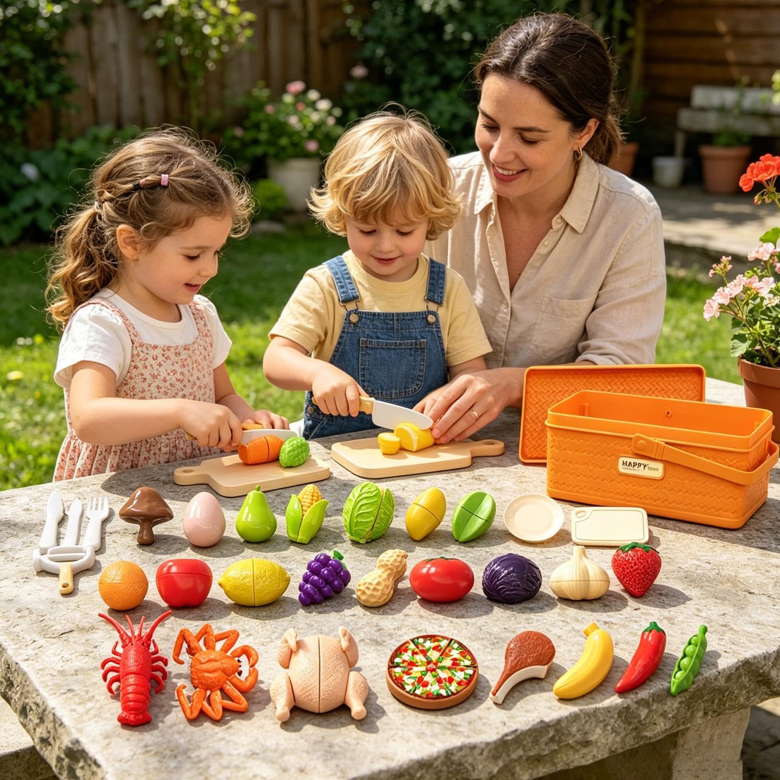 Set de Comida de Juguete Verduras Falsas Educativas | Comida de Juguete para Cortar y Jugar Para Niños y Niñas en Guardería Hogar Viajes