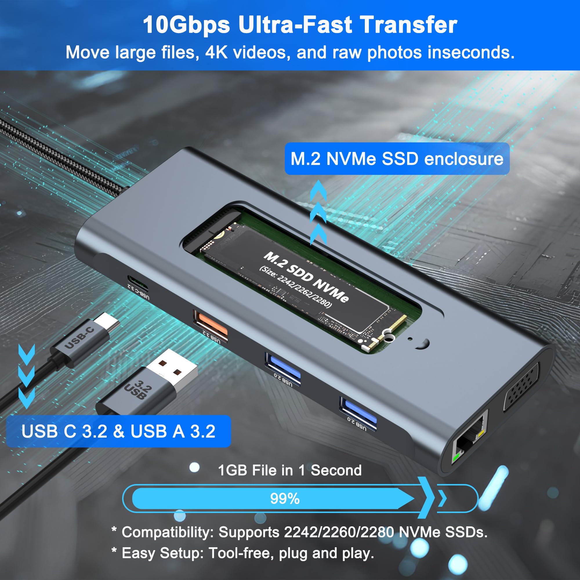 Amazon | USB-C ドッキングステーション 11-IN-1 M.2 SSD 外付けケース
