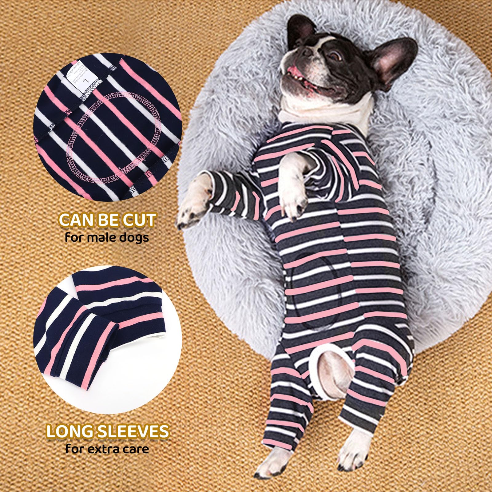 Dog Surgery Recovery Suit Protecting Wounds and Preventing Infection,Medical Suit for Female/Male,Dog Onesie Pyjamas for Medium and Small,Medical Pet Shirts (navy - Image 3