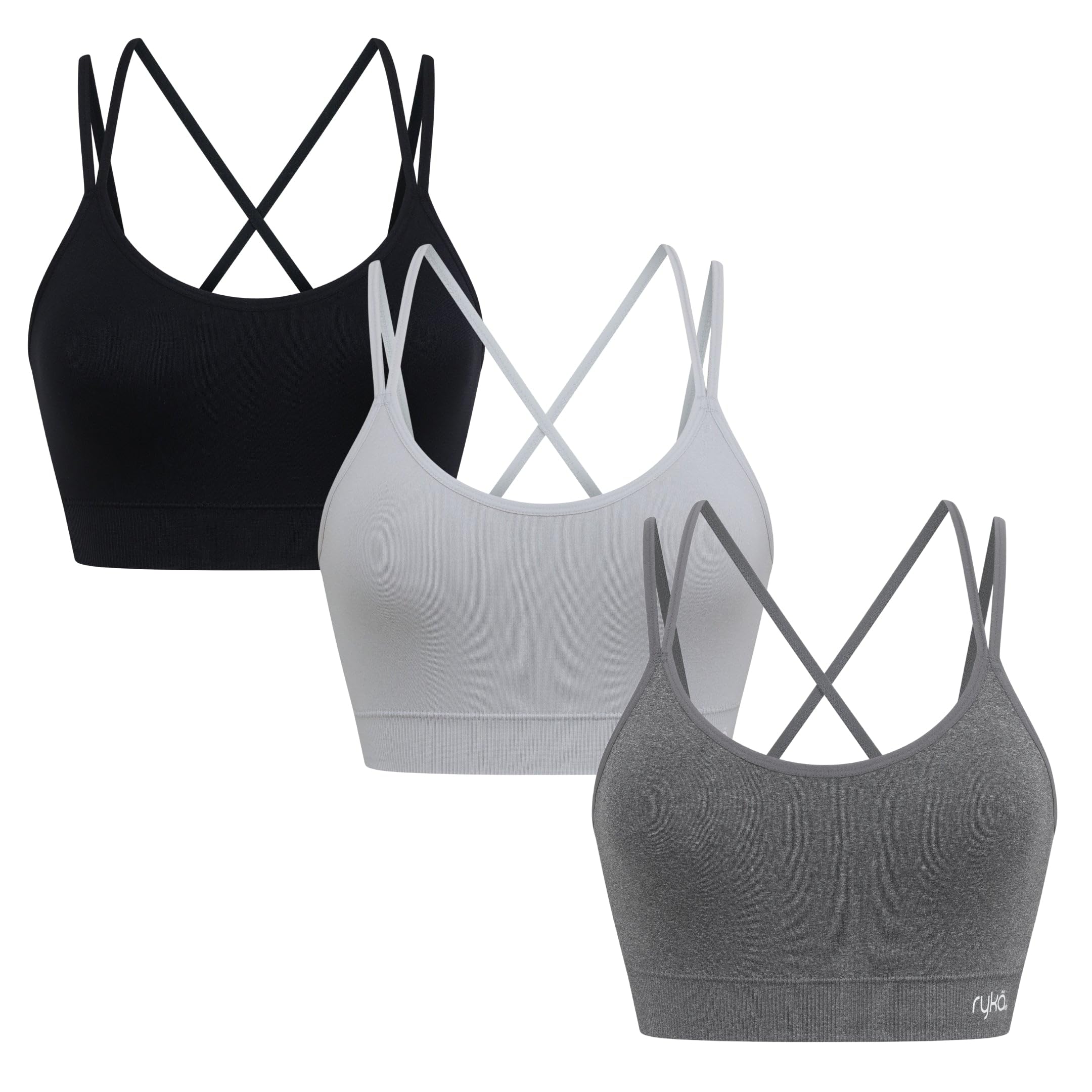 Ryka Sports Bra, Yoga Seamless Strappy Hannah, Sostén Deportivo, 3 Pack