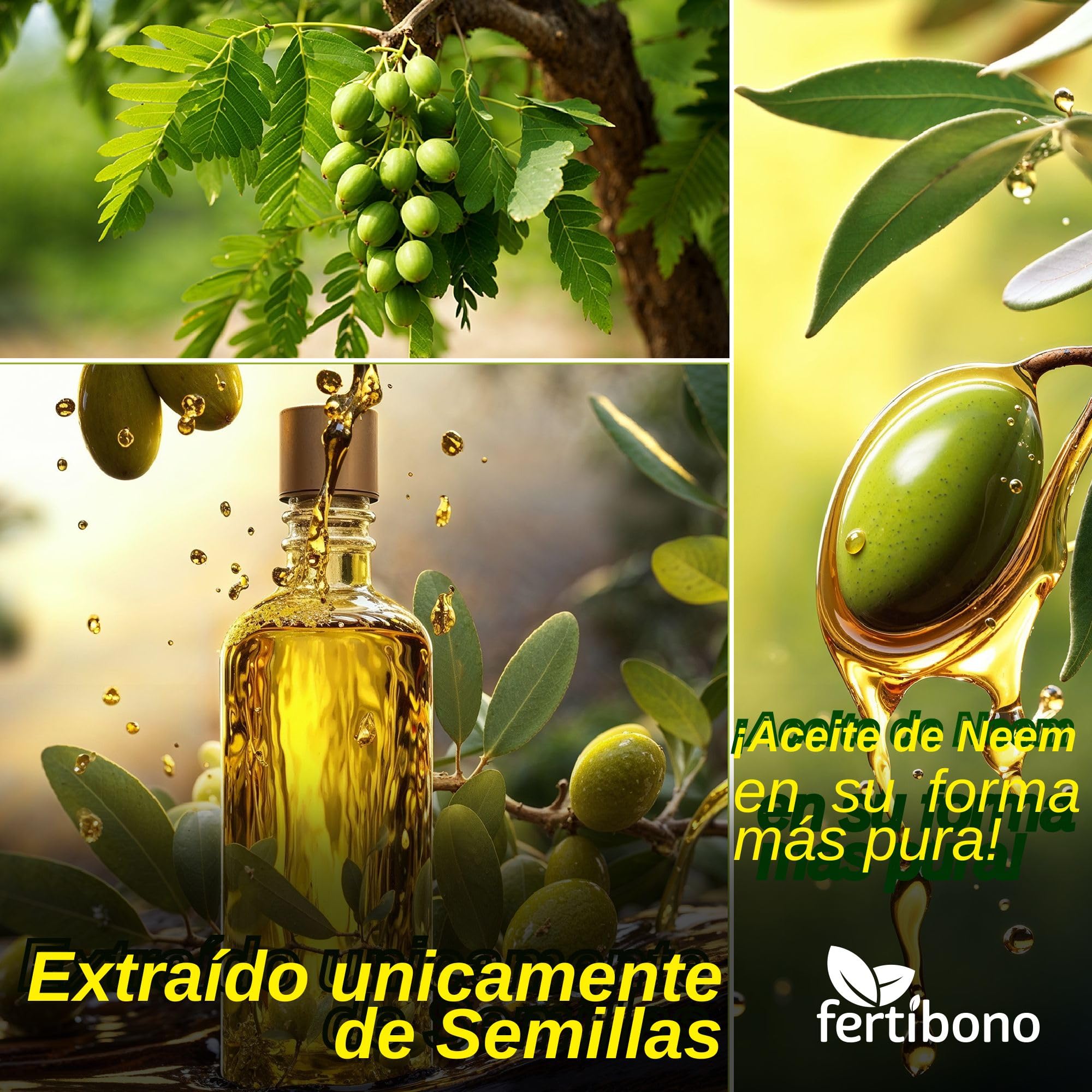 FERTIBONO Aceite de Neem 100% Puro y Natural - Extraído de Semillas - Vitalidad y Bienestar para Plantas - Hidratación y Nutrición Natural - Residuo Cero - 5L