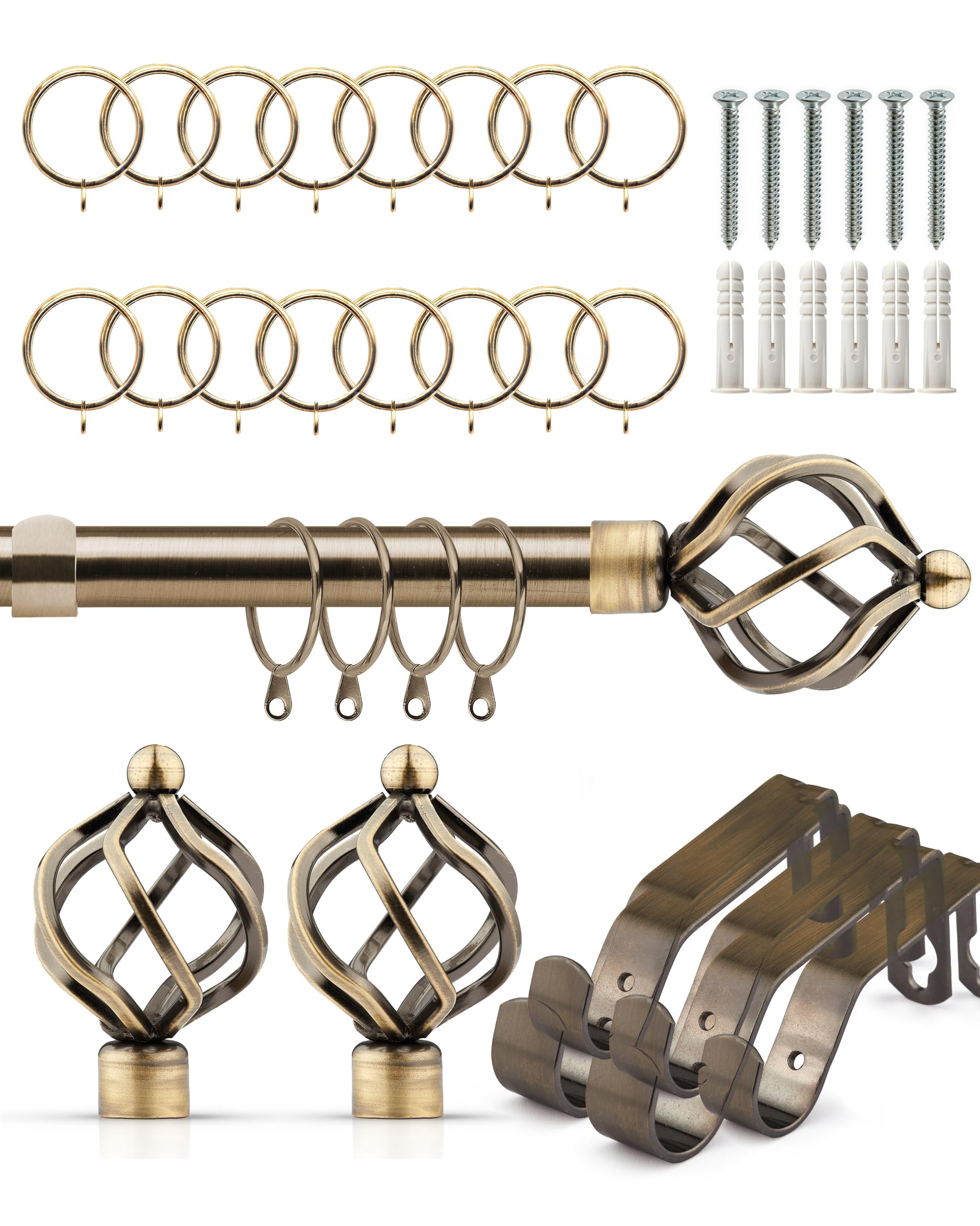 Emma Barclay  Brown Curtain Pole With Rings Extendable Cage in Size 1.2 - 2.1m, Sports Direct
