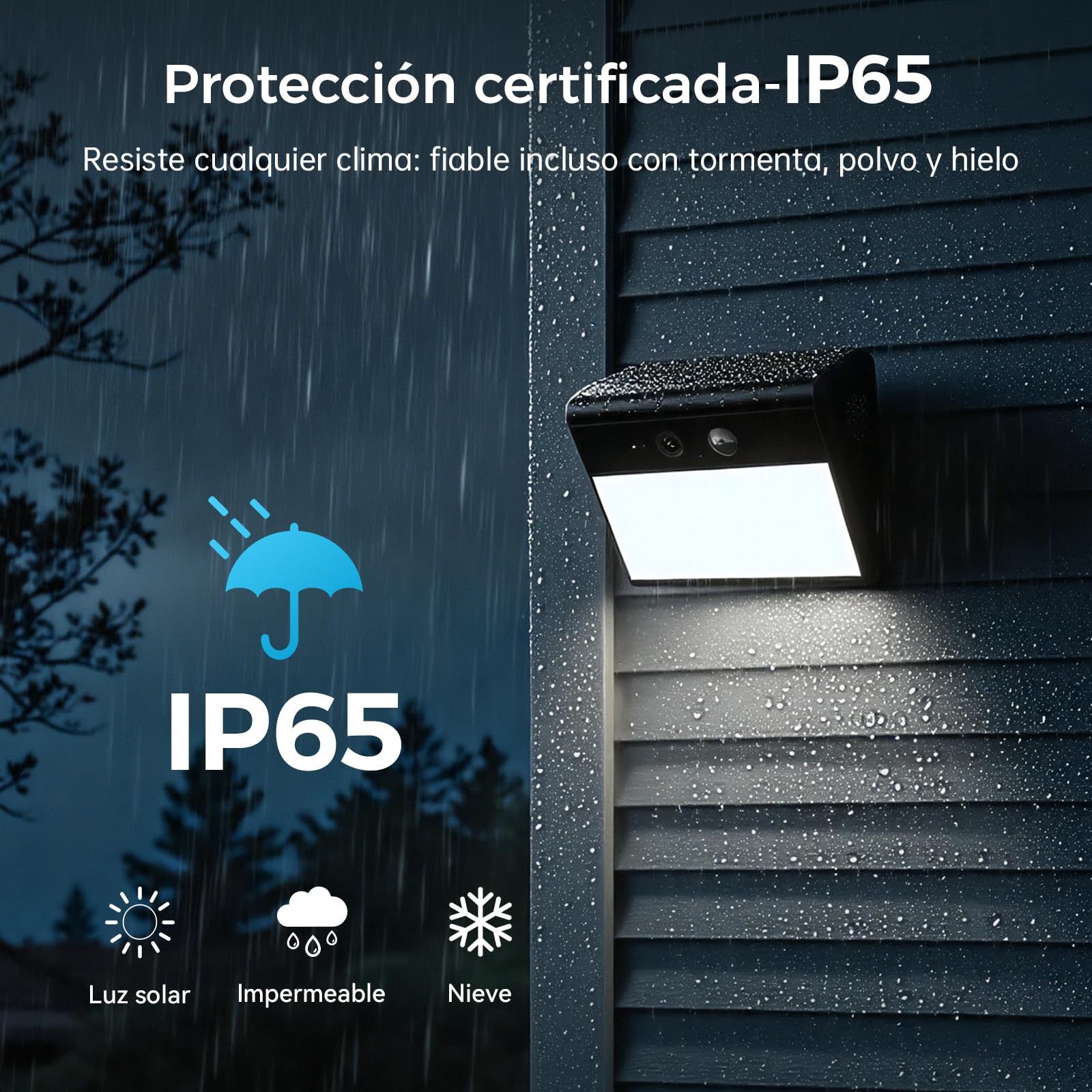 WOOX Camara Vigilancia Exterior Solar con Luz de Pared, 2K Camaras de Vigilancia WiFi sin Cables, Luz activada por Movimiento, Detección de IA para Personas/Vehículos, Visión Nocturna en Color, IP65