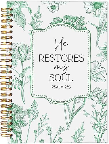 Miniatura 7 de Cuaderno Cristiano para Mujeres, Diario de Regalo de Arte Cristiano, Diario de Oración para Mujeres, Cuaderno de Diario Bíblico, PSALM 23:3 Él