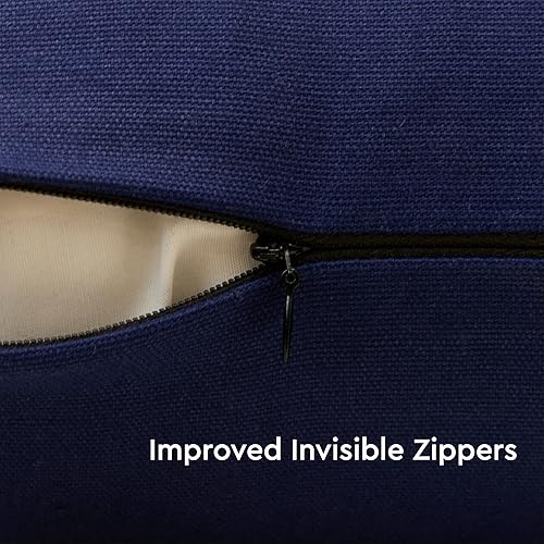 Vista 104 de Encasa Homes - Juego de 2 fundas de almohada, 18 x 18 pulgadas, lona de algodón teñidas, cuadradas, decorativas, para sofá, silla, cama y hogar, Azul