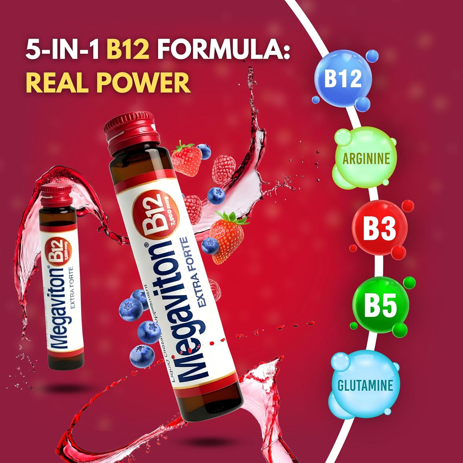 B12 Extra Forte 7500 mcg Liquid | 10 Drinkable Vials 8.50 fl oz | Methylcobalamin + L-Glutamine & L-Arginine | Energy, Focus, Immune & Nervous System Support - Image 6
