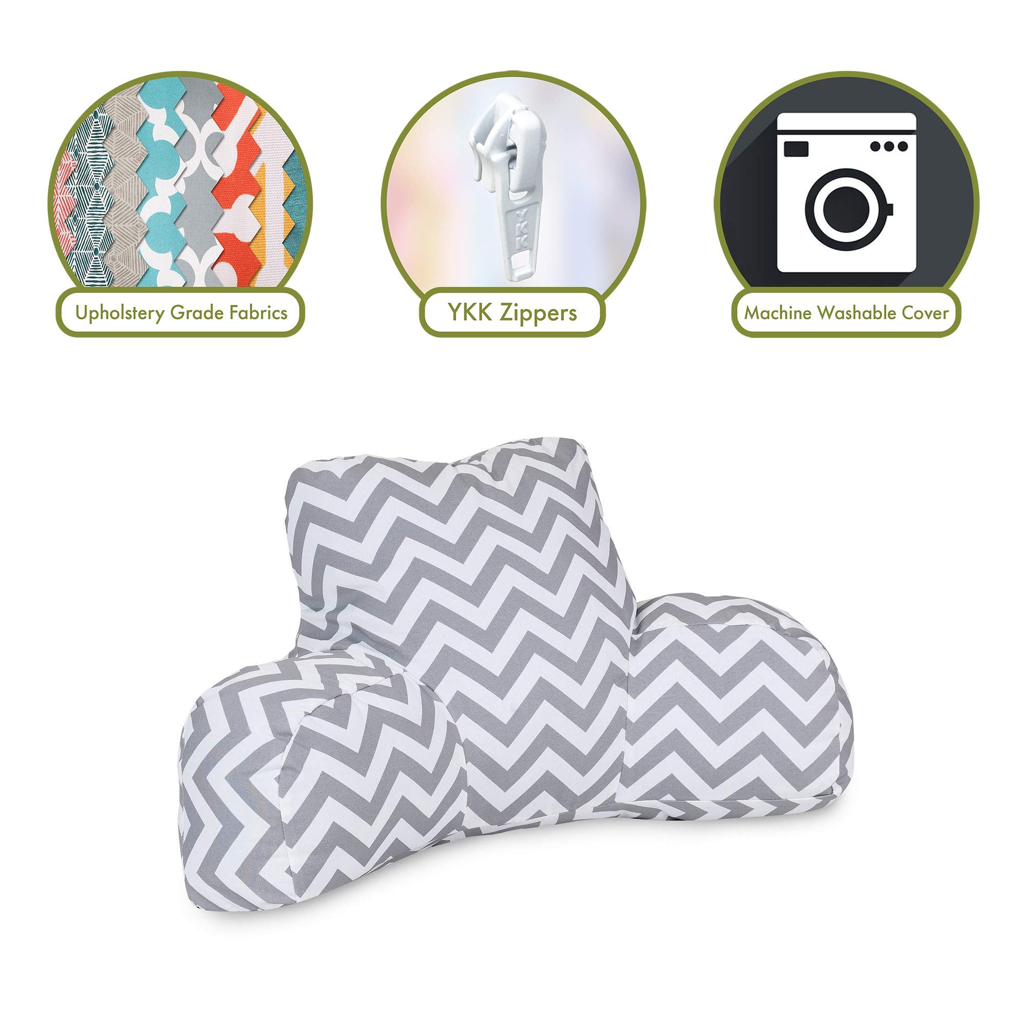 Majestic Home Goods Chevron Reading Pillow, Gray