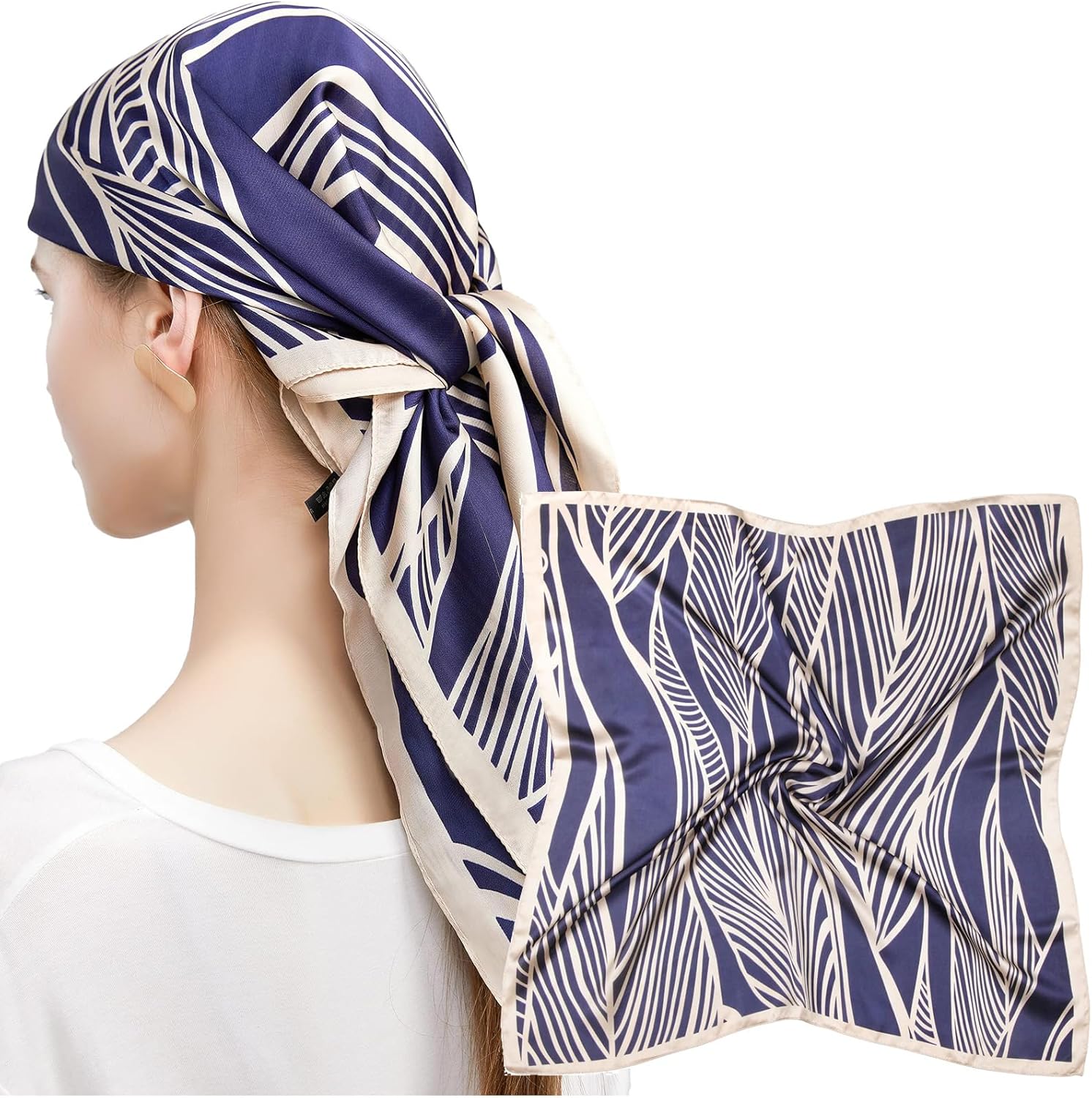 Foulard Plissé à Imprimé Floral, Col Carré, Bandes De Cheveux Oissées, écharpe, Bandana, Hijab En Satin, Foulard De La Présidence, Nouveau