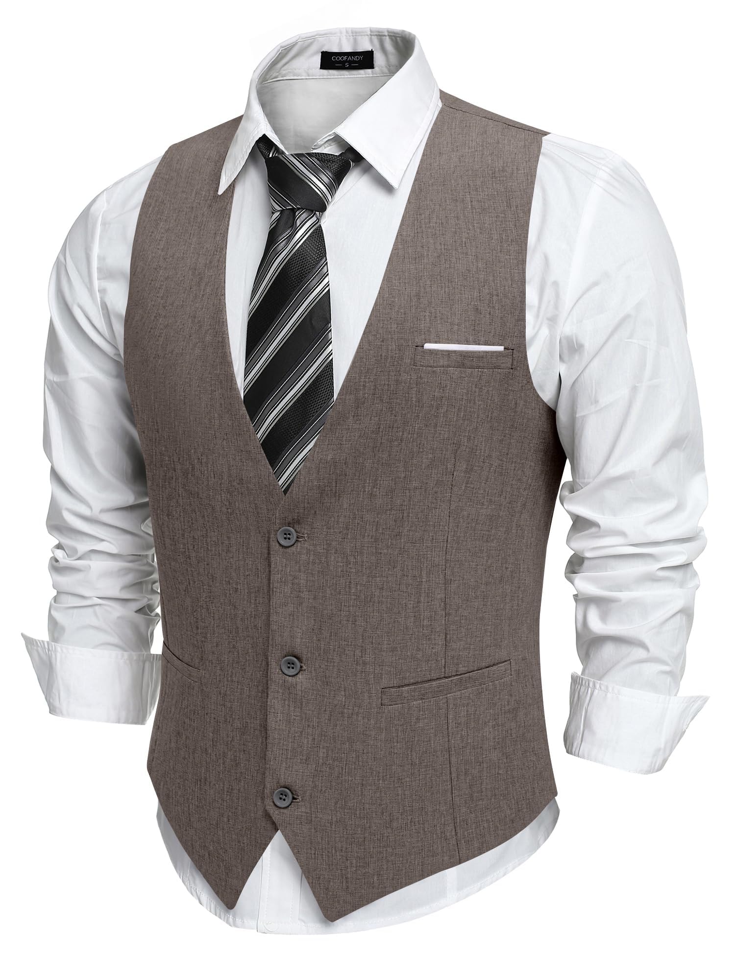 COOFANDY Men's Suit Vest V-Neck Casual Business Vests Lightweight Slim Fit Formal Dress Waistcoat for Wedding Party