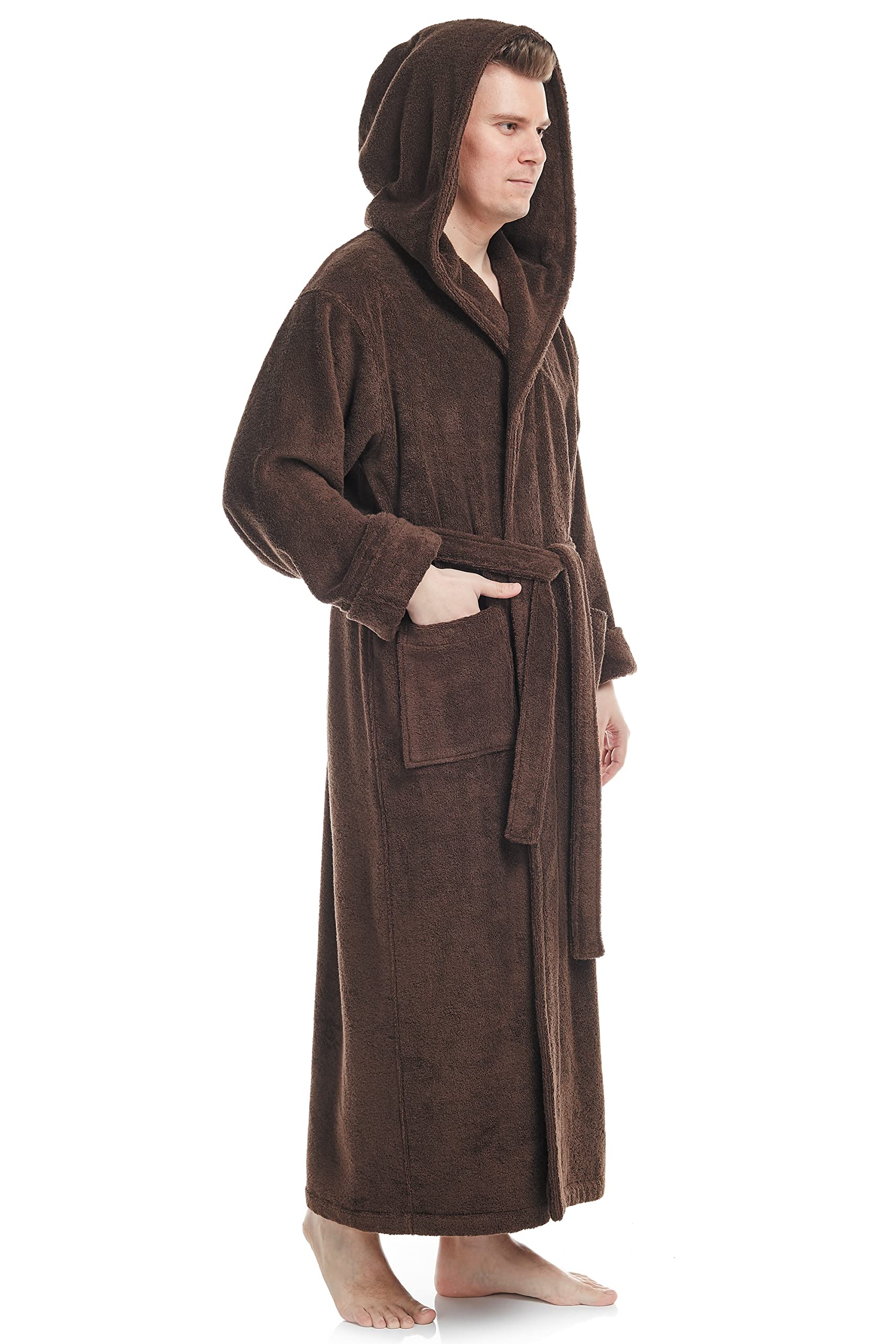 Arus Hood'n - Albornoz con capucha de algodón turco para hombre
