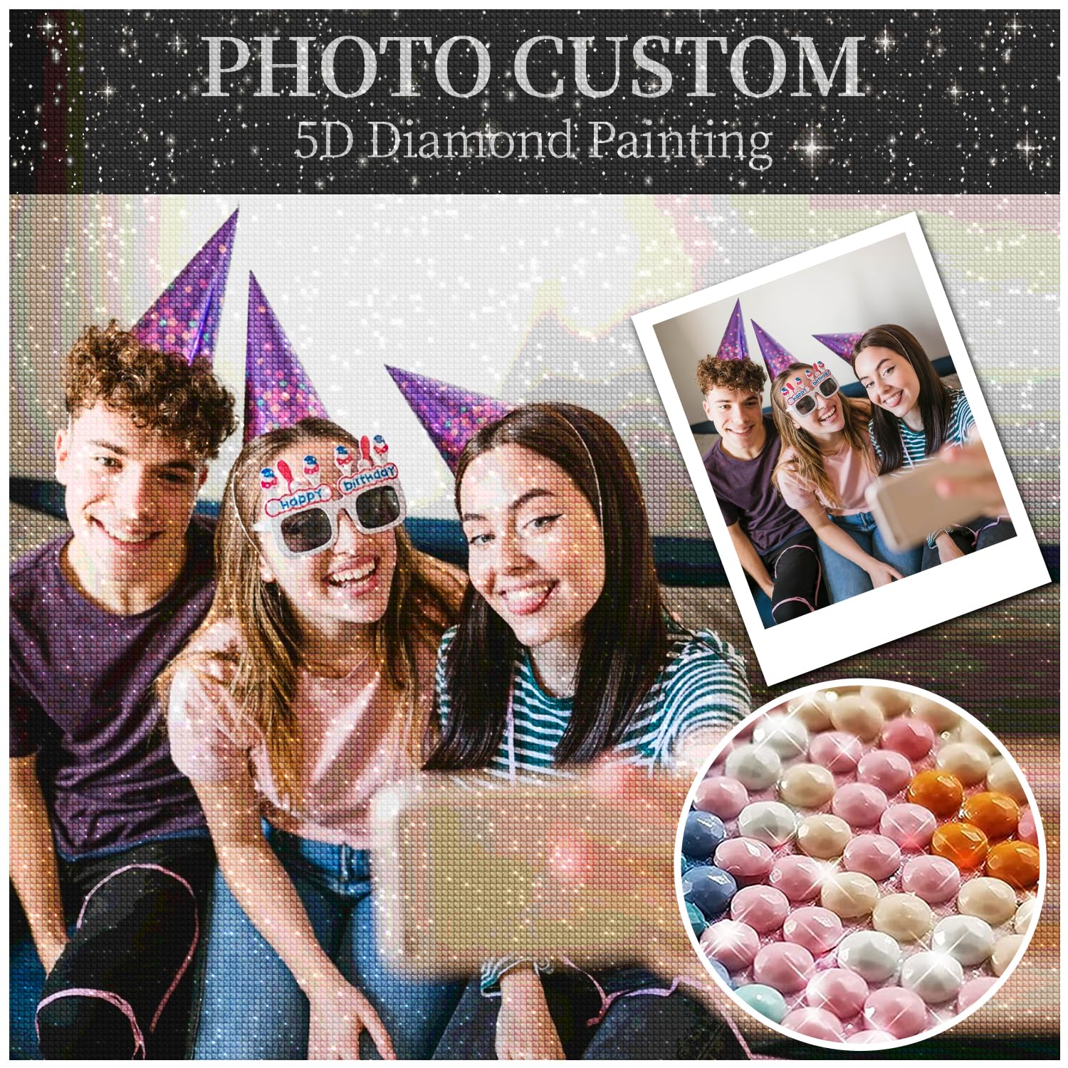 Personalised Diamond Art Custom Diamond Painting Kits for Adults, Create Your Own Diamond Painting Personalised Photo Private, Customised Diamond Art Pictures 5D Full Drill Crystal Art, 50x90cm