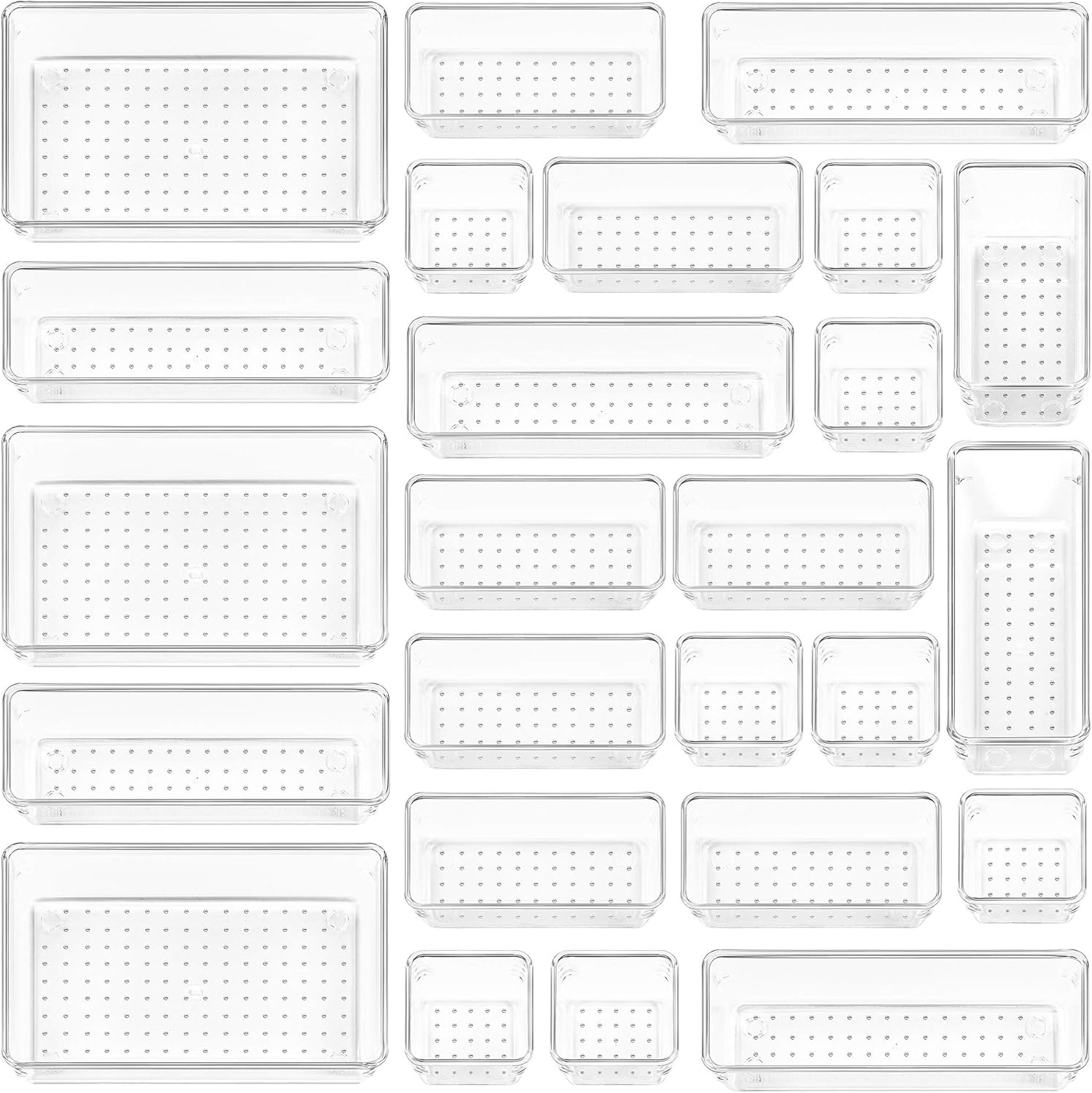 Vtopmart 25 PCS Clear Plastic Drawer Organizers Set