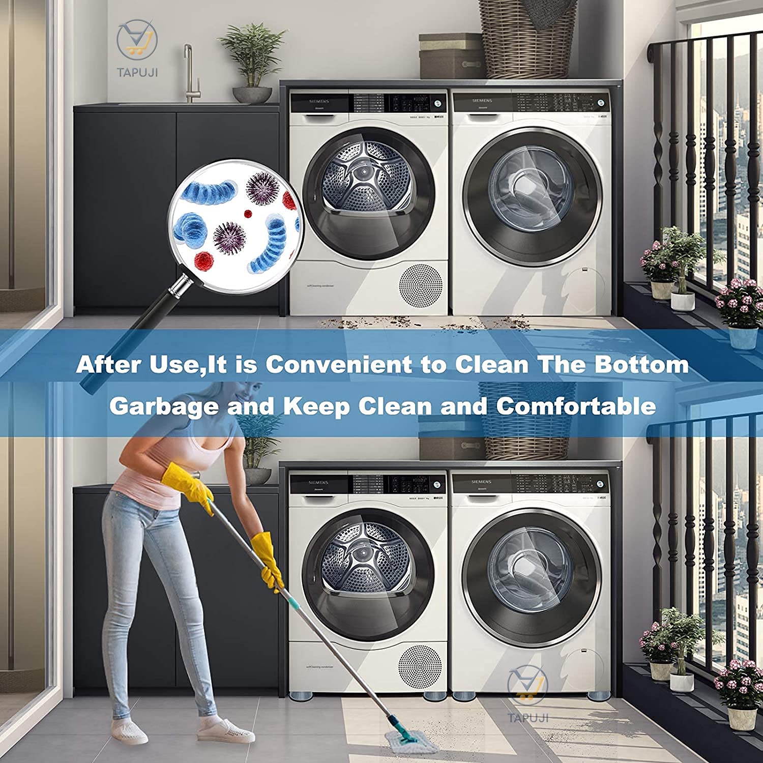 Chavda Anti Vibration Rubber Pad for Washing Machine, Refrigerator Floor Support Pads in Home, Kitchen, Bathroom Washing Machine Stable and Not Rust in Bottom of Washing Machine β Set of 4 1