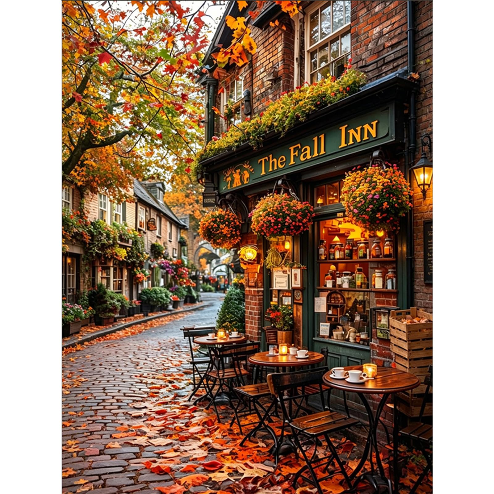 Autumn Scenery Paint by Numbers for Adults, Painting by Numbers for Adults, Cafe Adult Paint by Numbers, DIY Acrylic Adult Paint by Numbers Canvas Kits Perfect for Home Decor and Gifts 12x16in — image 1