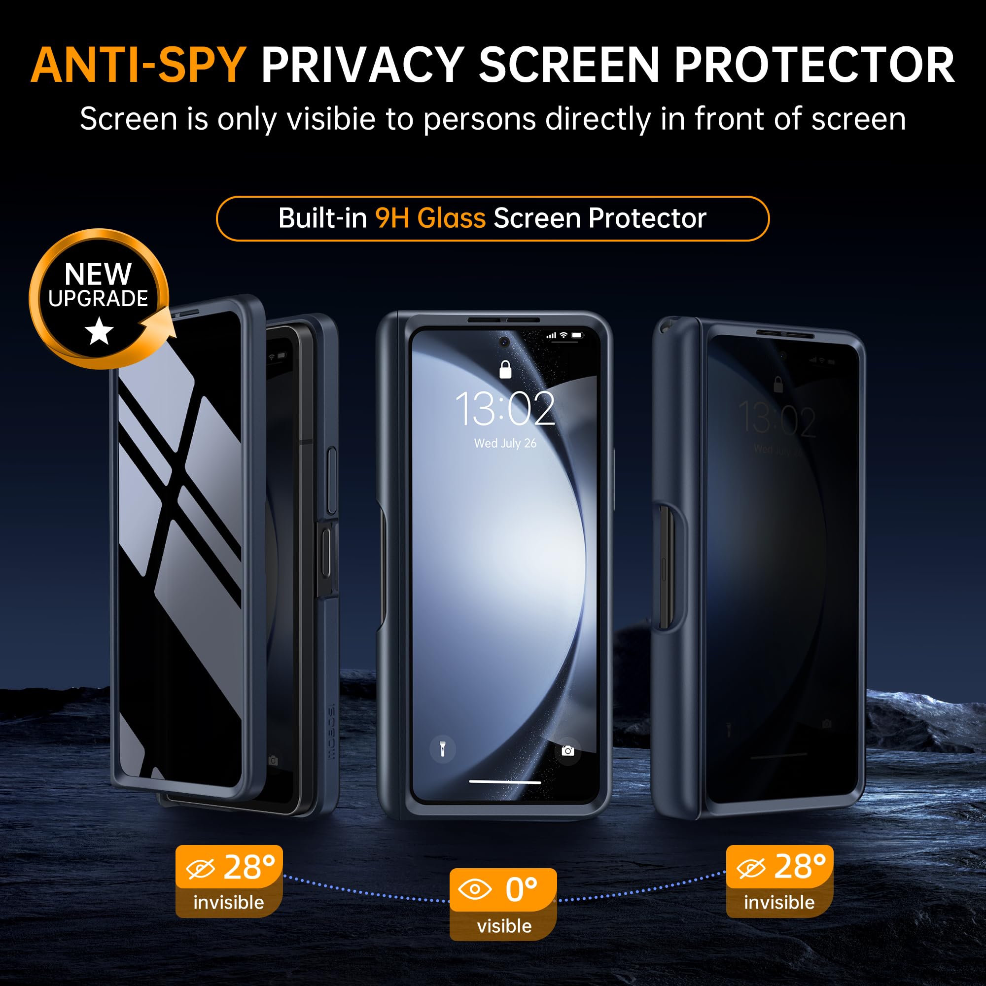 MOBOSI Etui Z Fold 5 z gniazdem na rysik S, kompatybilne z Magsafe, [wbudowany stojak z pierścieniem obrotowym 360° i ochrona ekranu i zawiasów] Smukłe etui na telefon do Samsung Galaxy Z Fold5