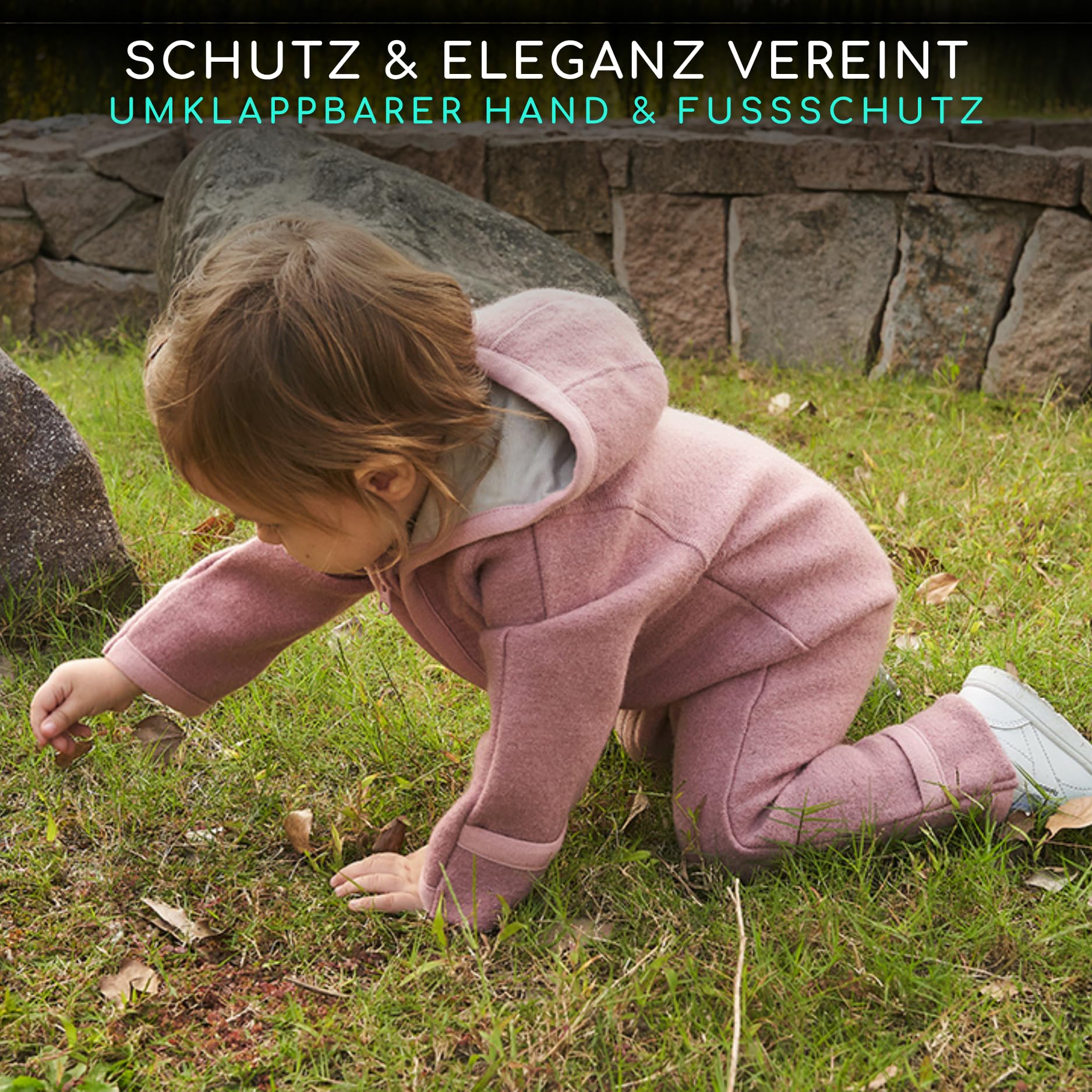 ALAVYA HOME® Baby Walkoverall aus 100% Bio-Schurwolle | Kuscheliger Wollfleece Walk Woll-Anzug für Kleinkind & Baby | Babyoverall für kalte Tage & Winter, Größen 62-104, mit Reißverschluss