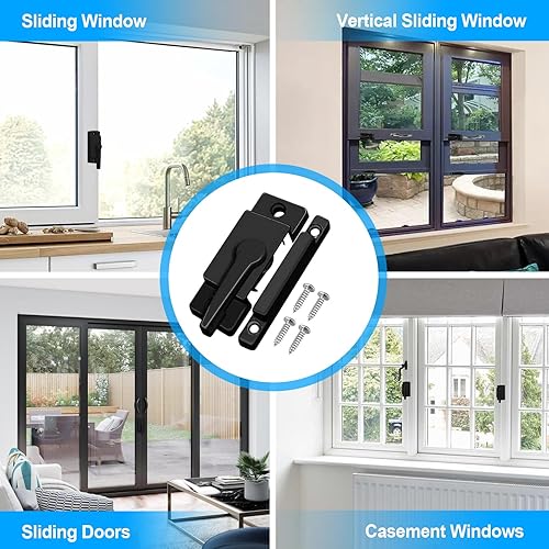 Miniatura 4 de HIMOMO Paquete de 10 cerraduras de ventana blancas de acción de leva, pestillos de ventana con cierre a presión, piezas de ventana deslizantes,