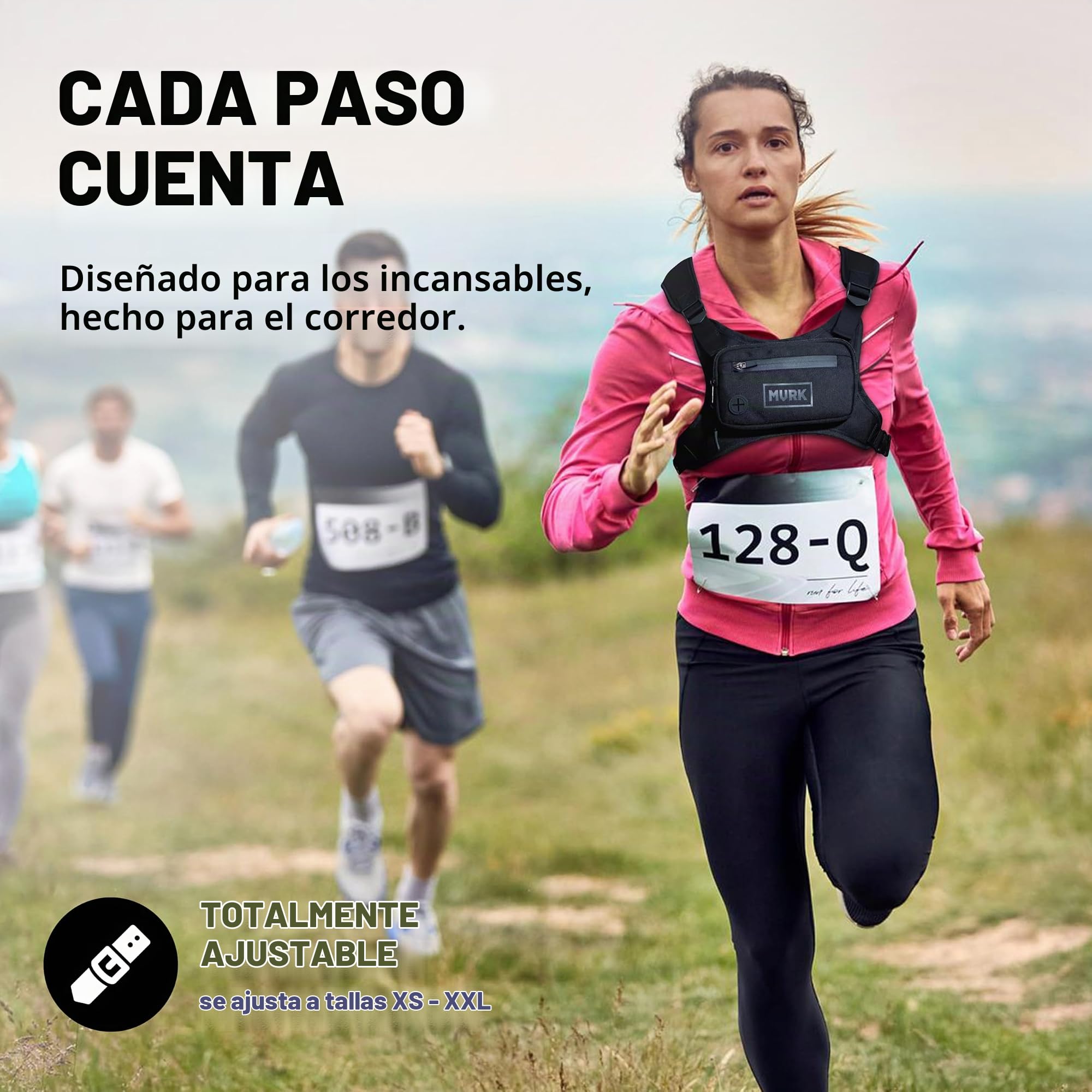 MVRK - Mochila pectoral impermeable para correr, con soporte para móvil, ligera, mochila de entrenamiento con capacidad adicional y detalles reflectantes