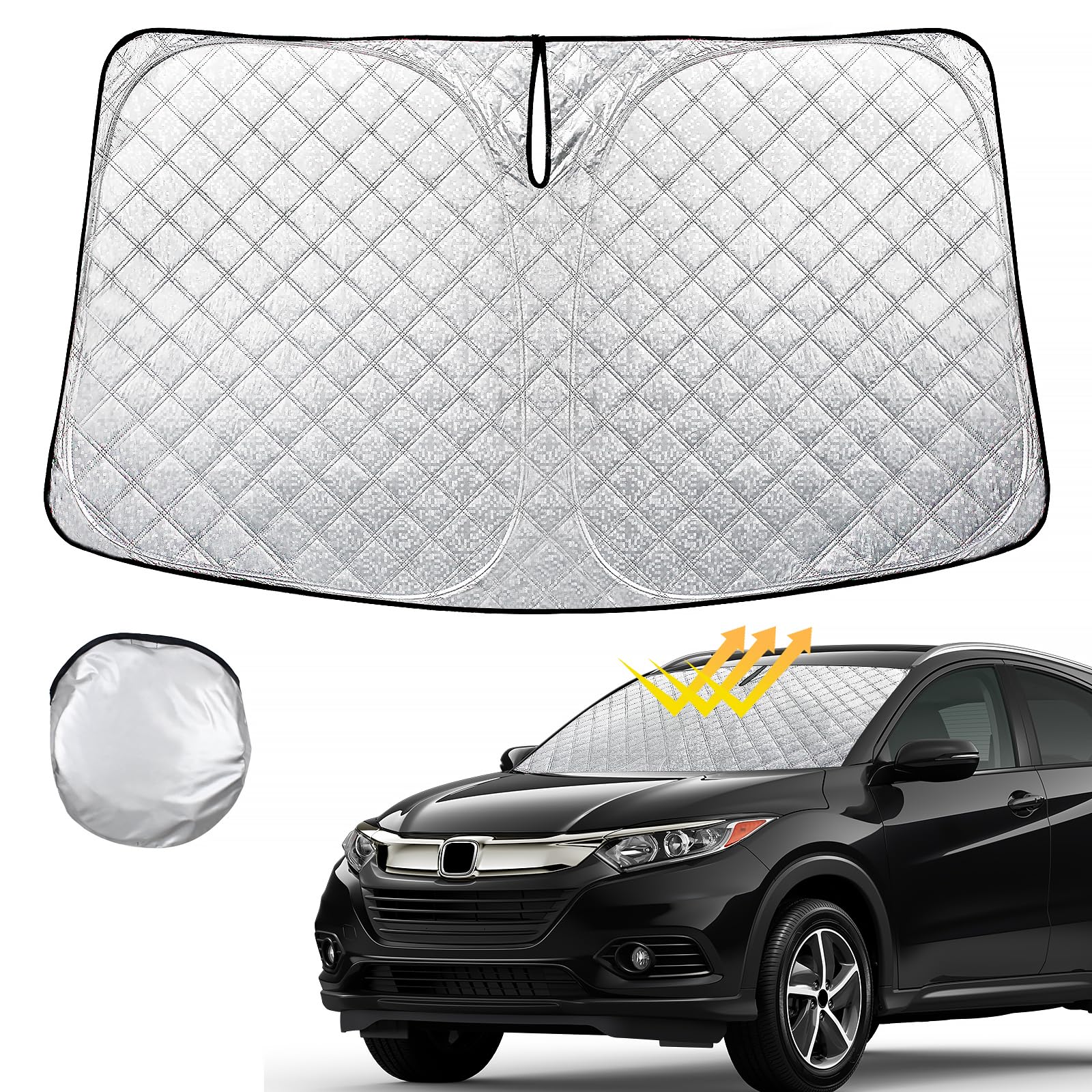 Rilsen Windshield Sun Shade for Honda HR-V 2016 2017 2018 2019 2020 2021 2022 HRV Thicken 4-Layer Foldable Front Window Sunshade Cover Sun Visor Protector Block UV Rays