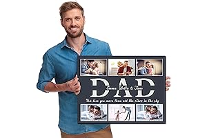 Personalized Father's Day Canvas with Custom Picture Collage and Name Imprinting for...