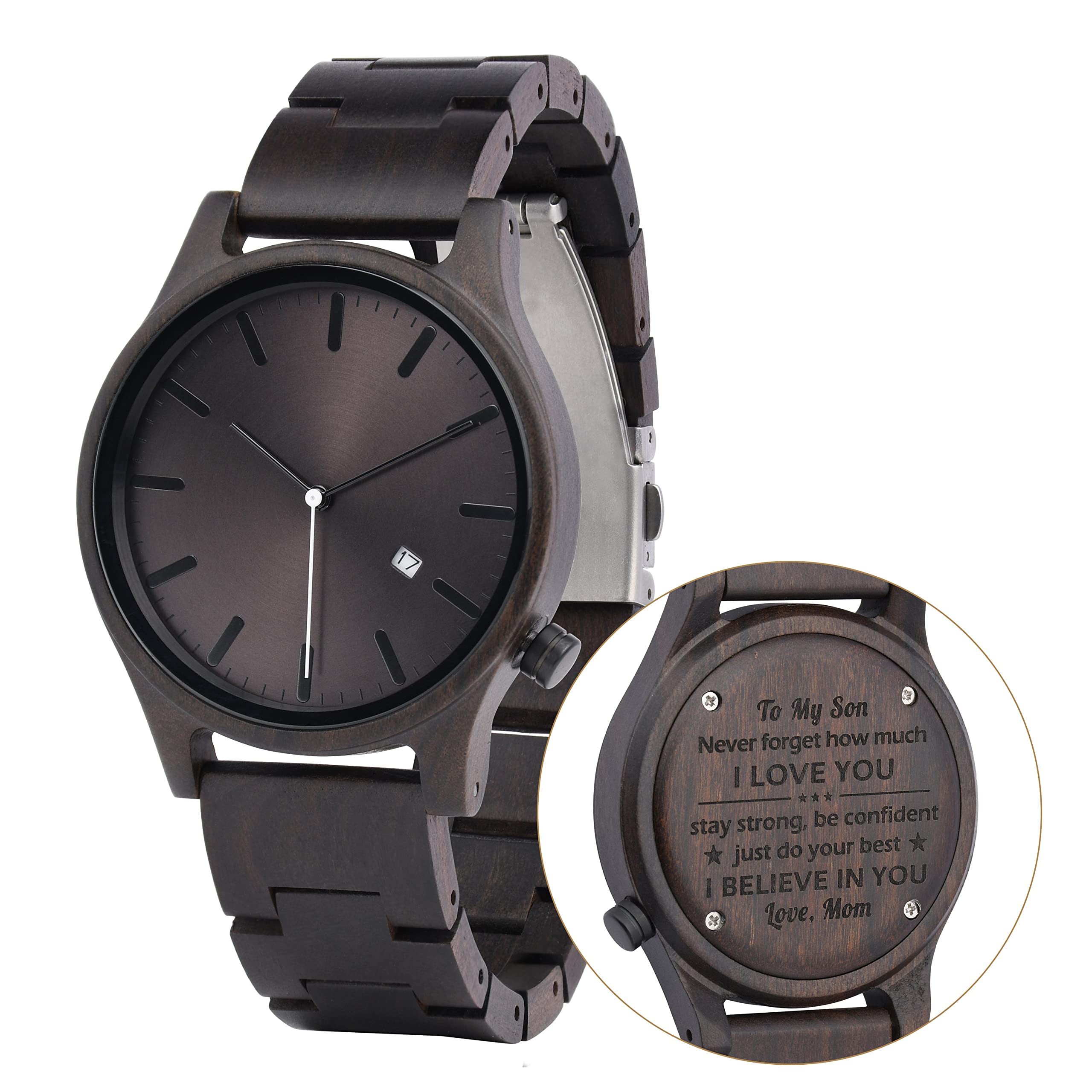 Orologio in legno personalizzato per uomo Orologio in legno casual inciso a mano per la festa del papà Anniversario Orologio per lui